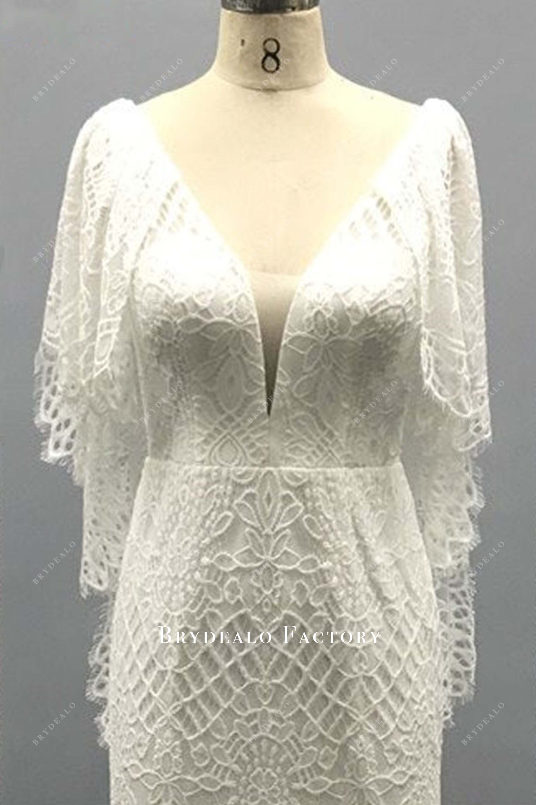 lace short sleeves bridal dress