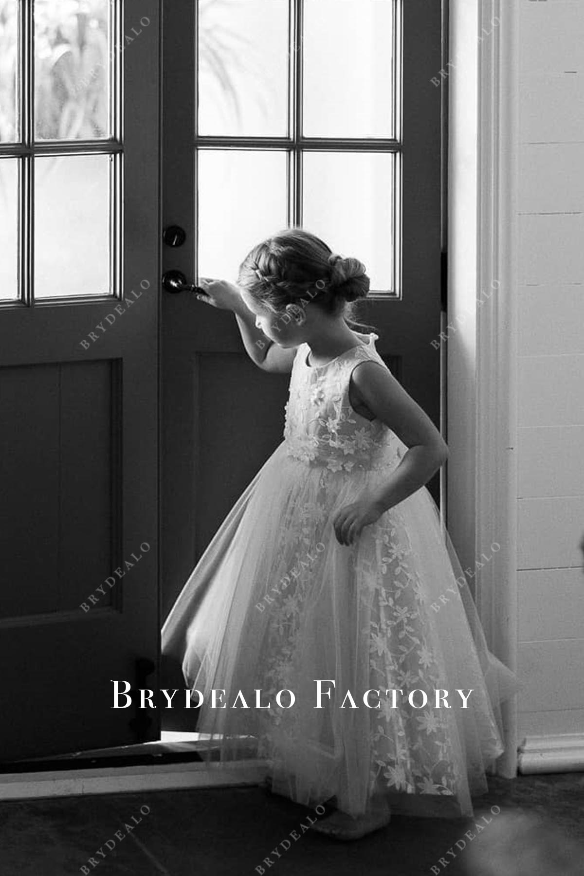 lace sleeveless aline flower girl dress