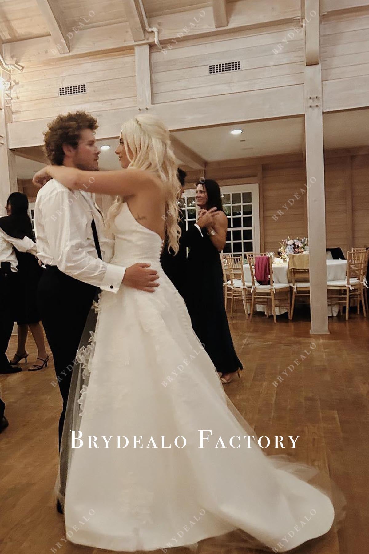 lace strapless a line wedding dress