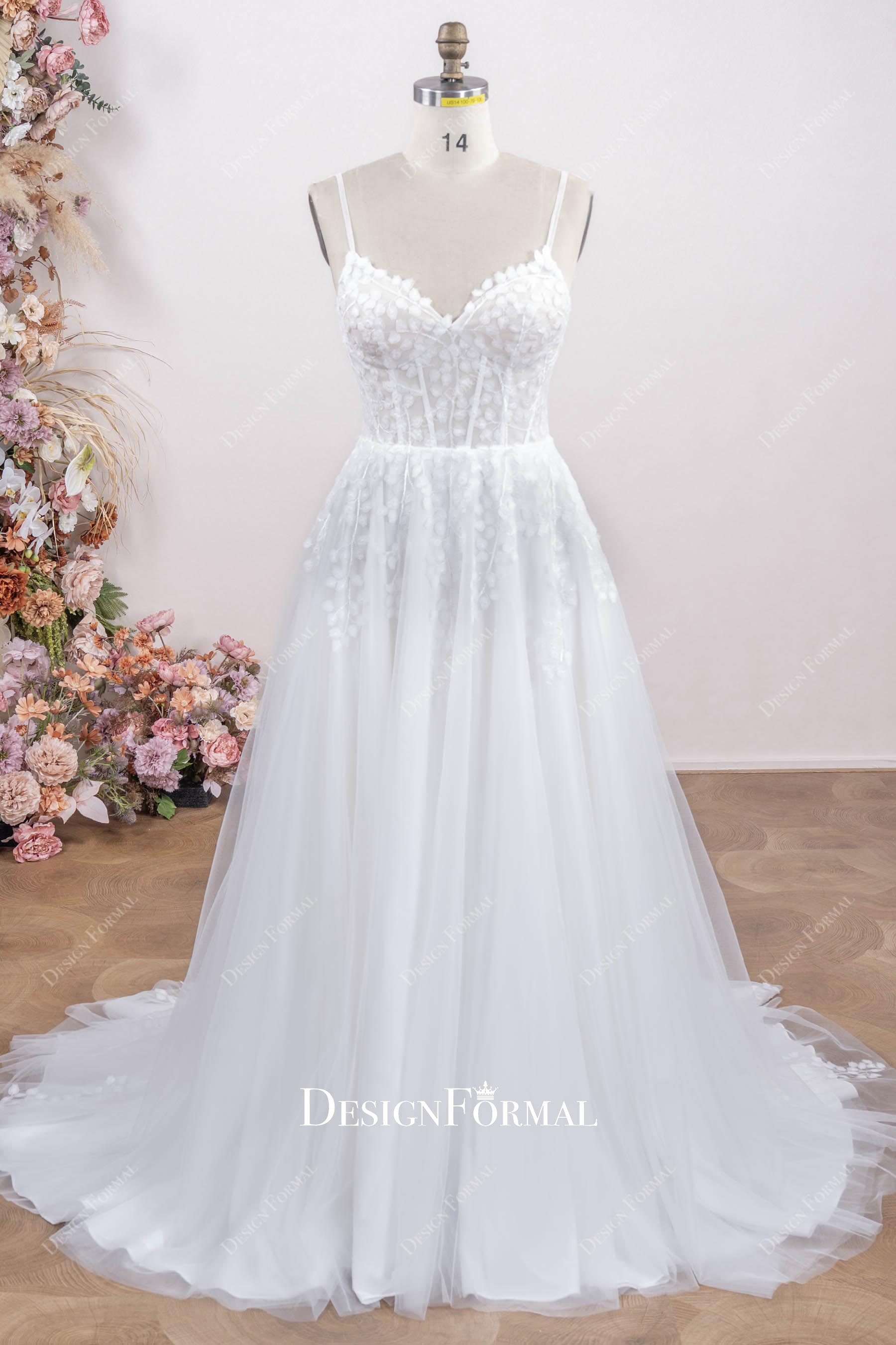 lace sweetheart corset a line bridal dress