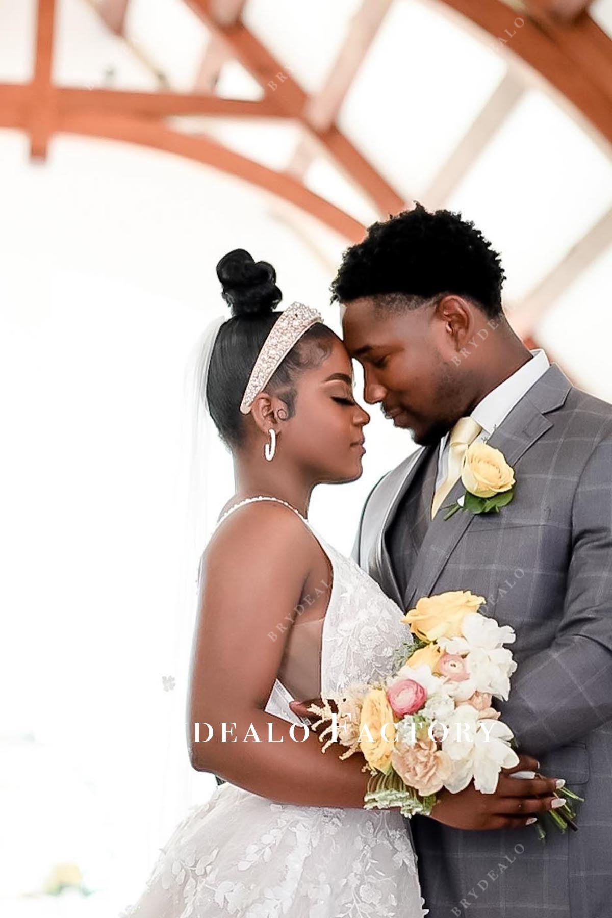 lace thin straps wedding dress