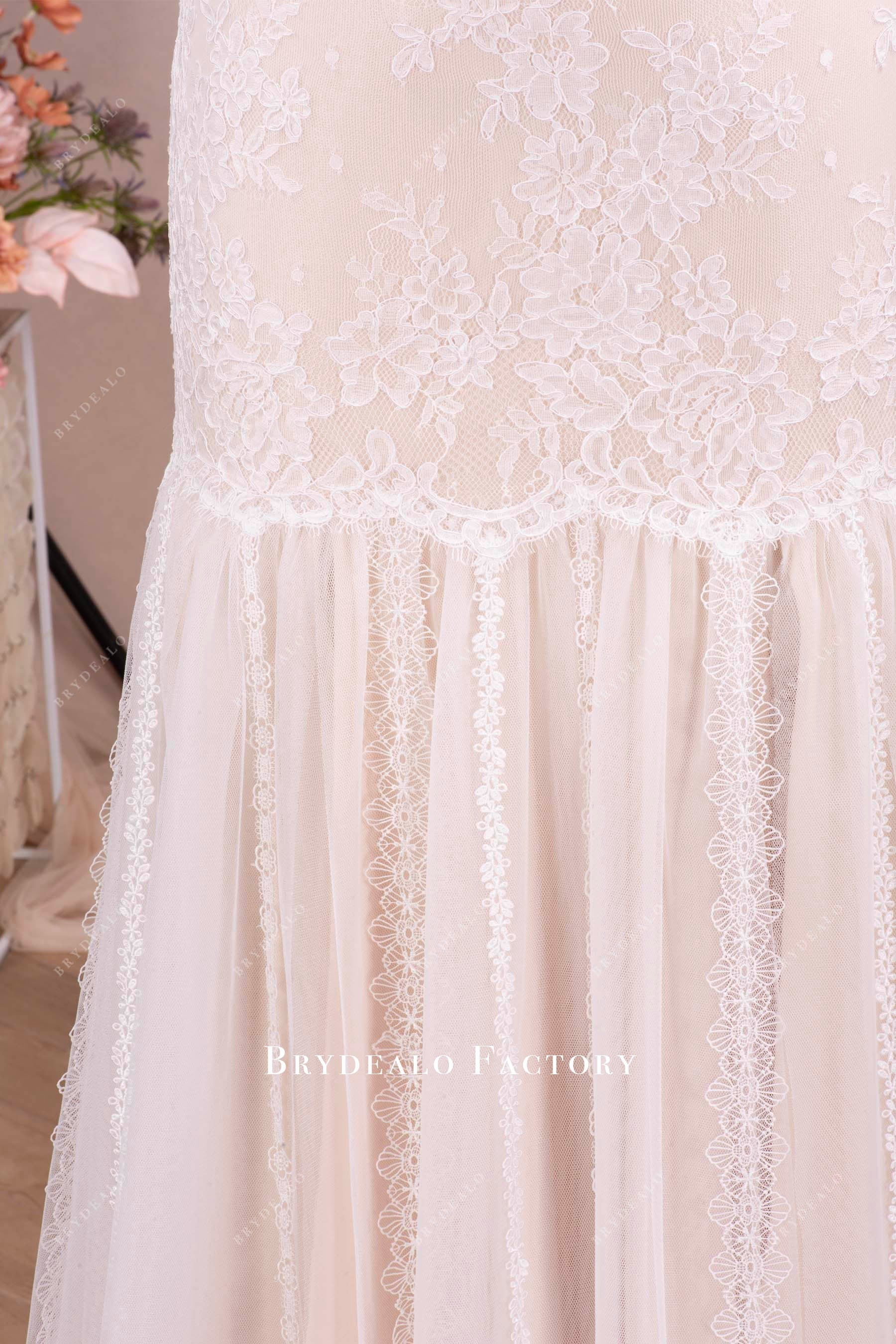 lace trim tassel bridal dress