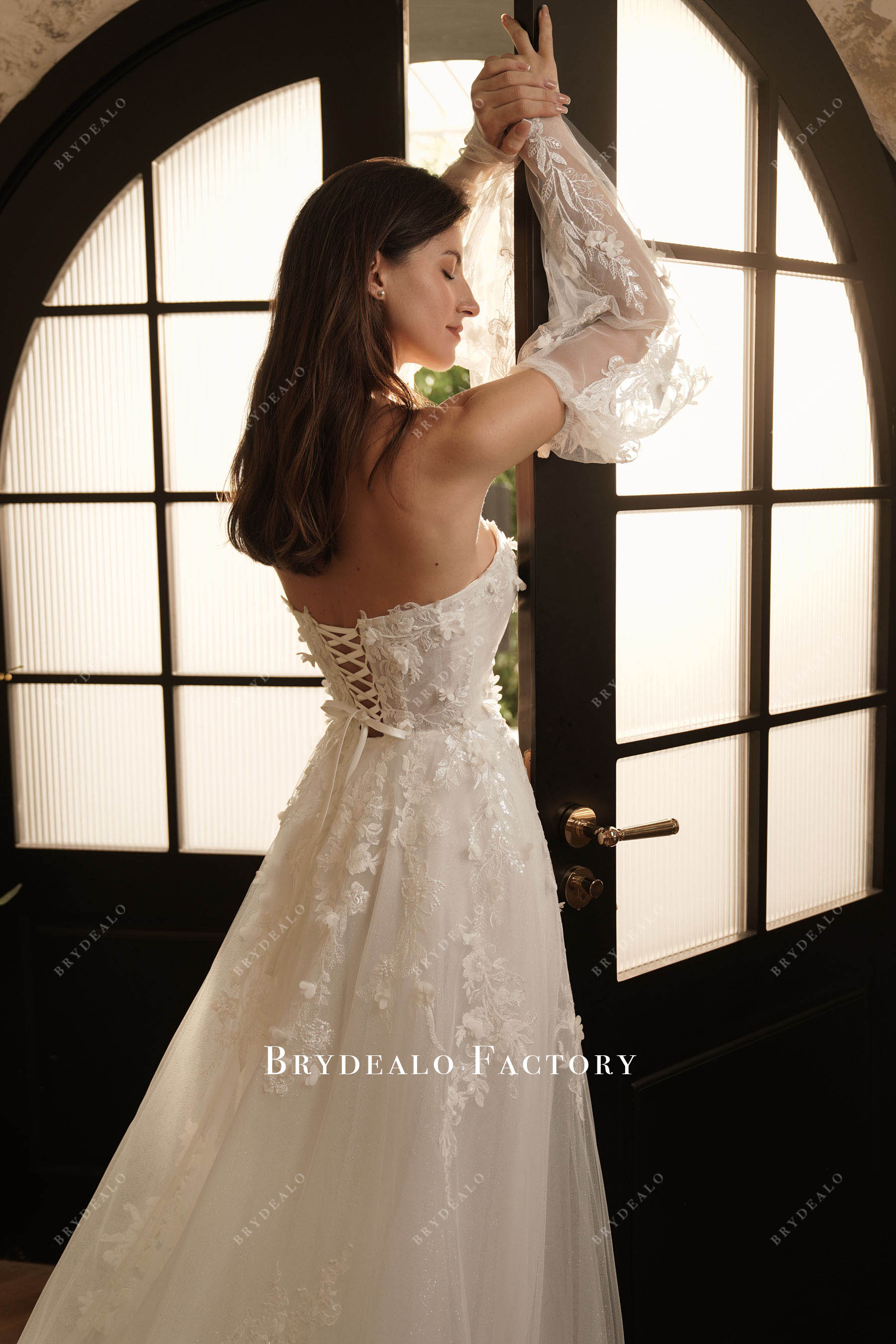 lace up back wedding dress