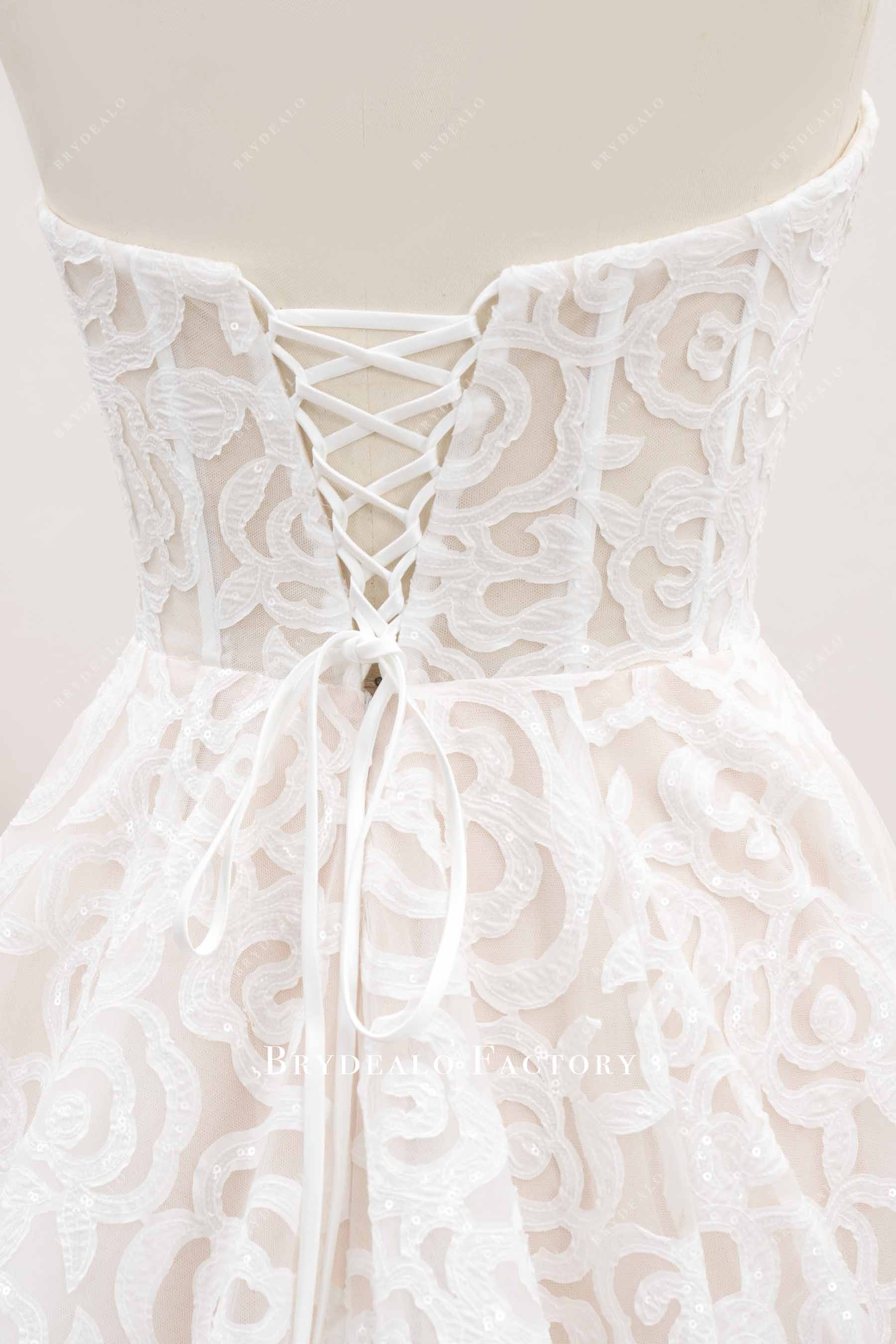lace up back wedding dress