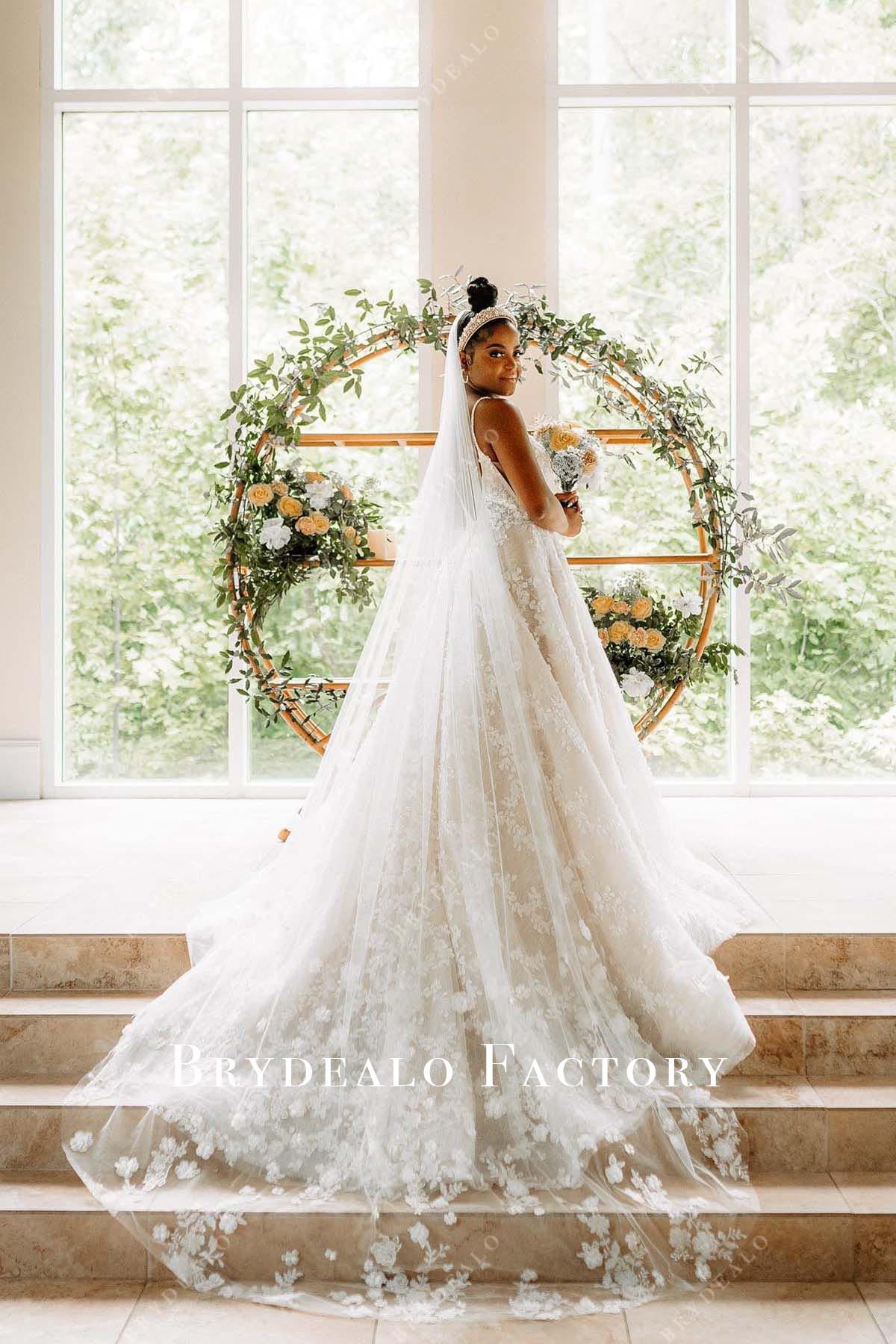 lace v back wedding dress