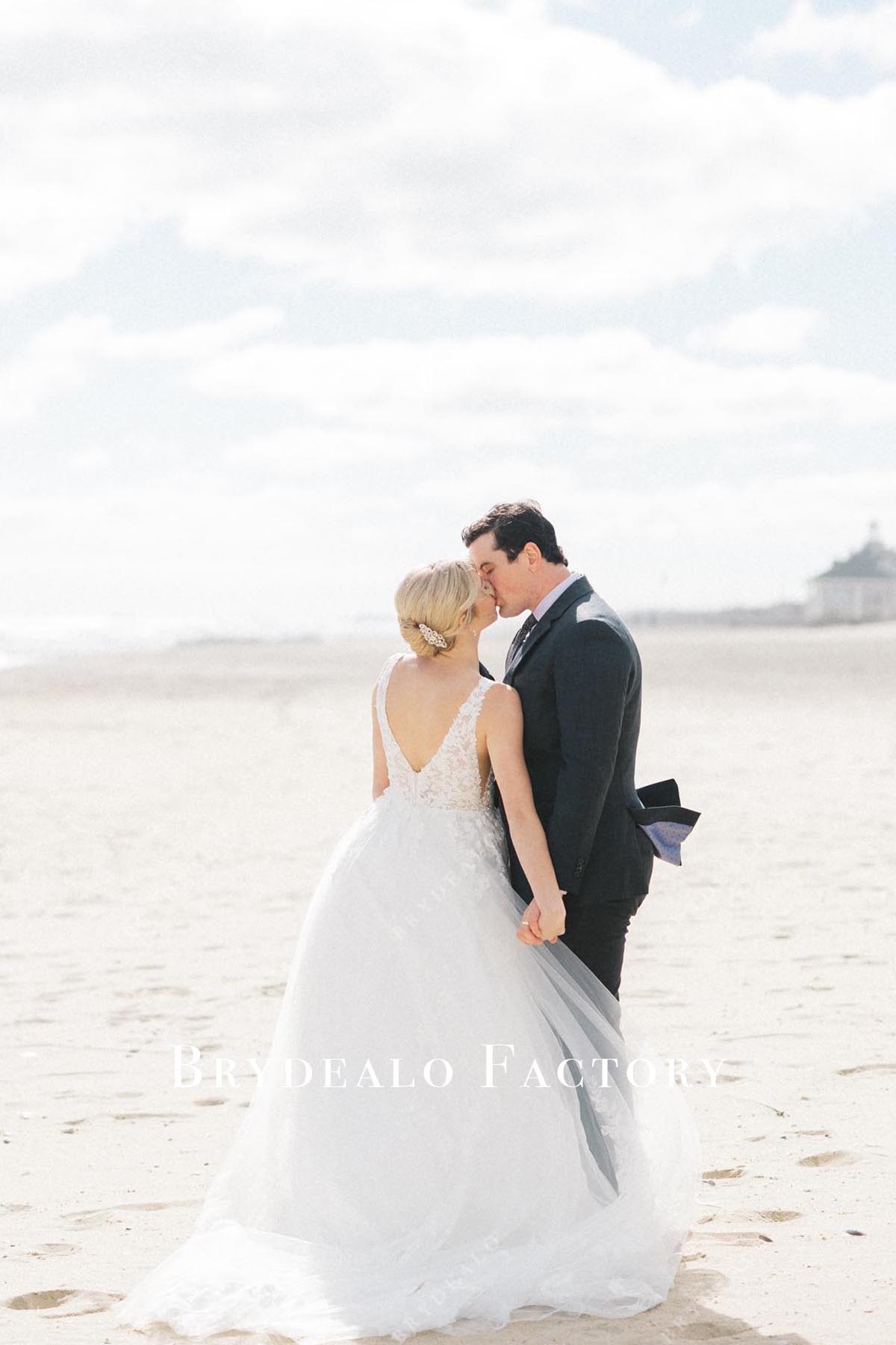 lace v back wedding dress