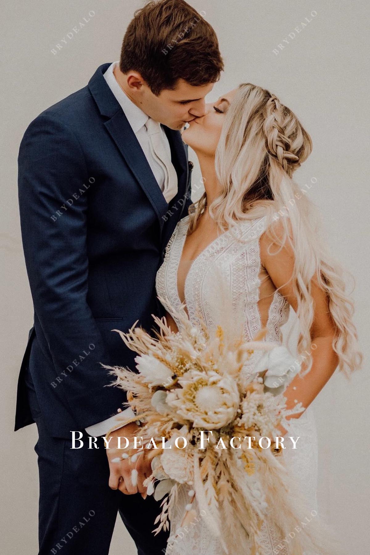 lace wide straps wedding dress