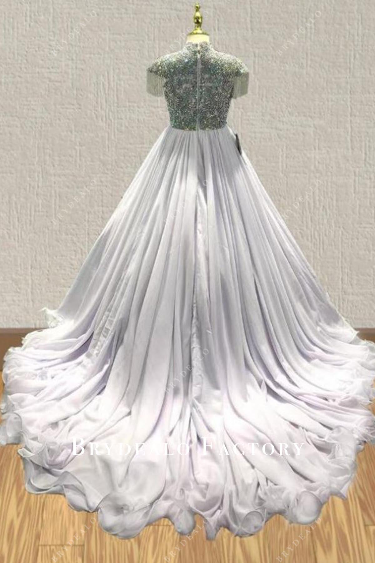 lavender crystals chapel train pageant dress
