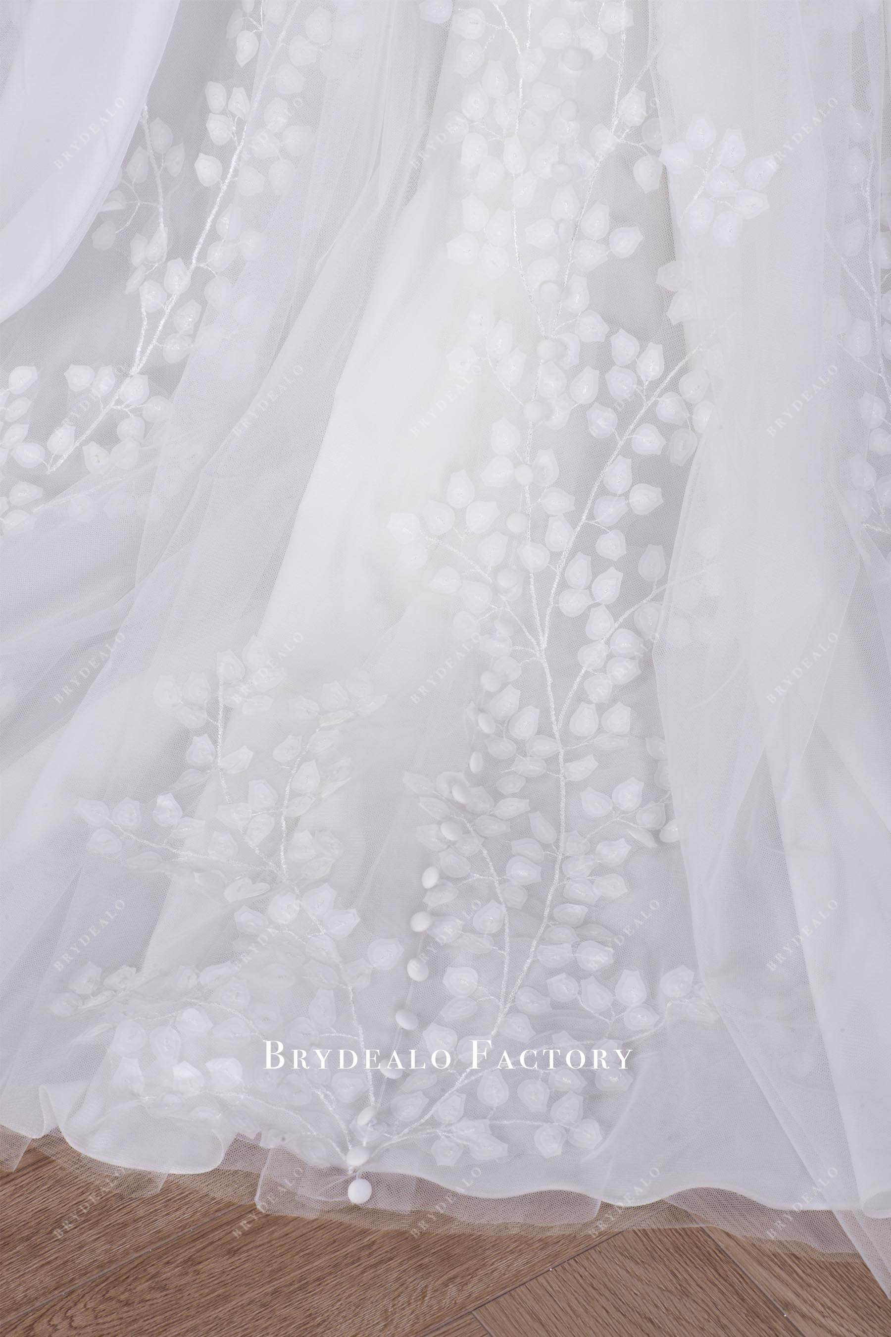 leaf lace bridal dress