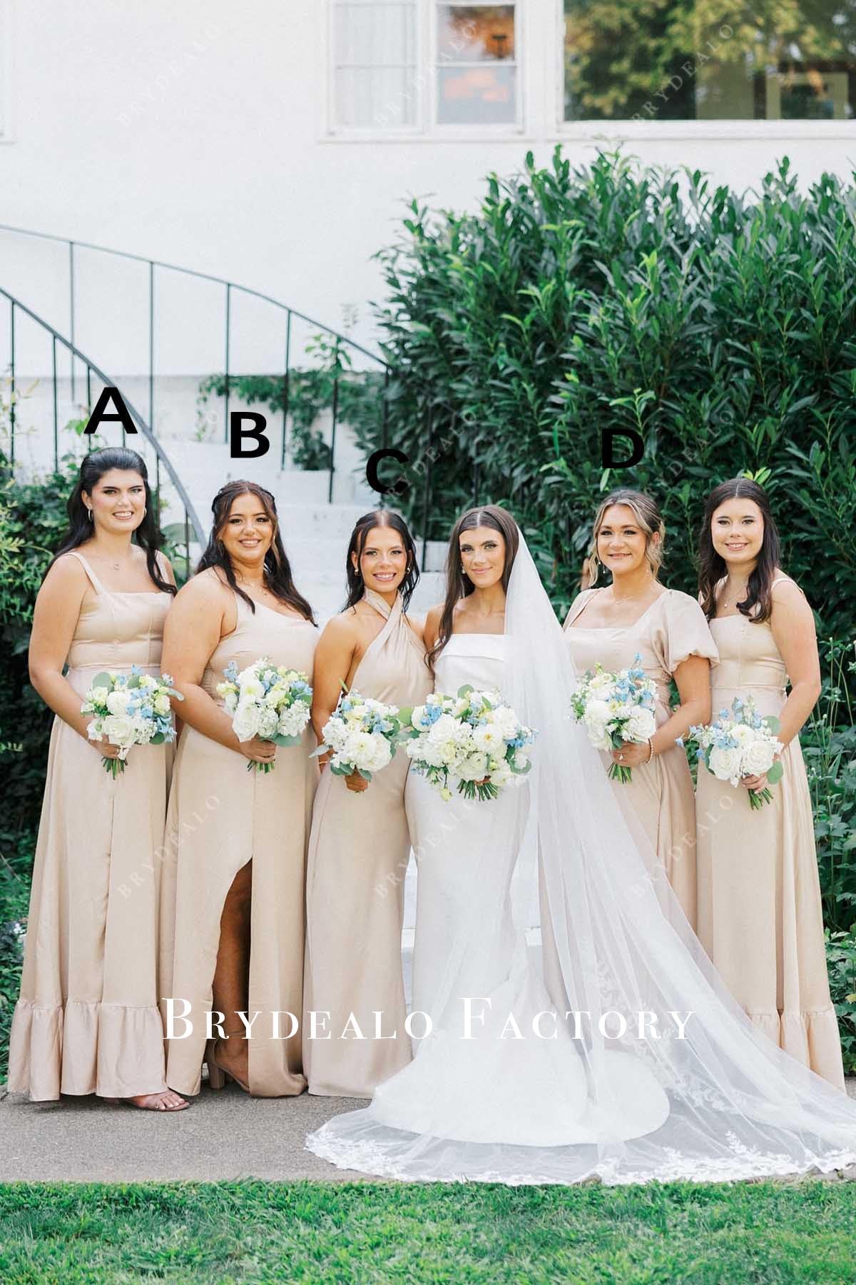 light champagne mismatched bridesmaid dresses