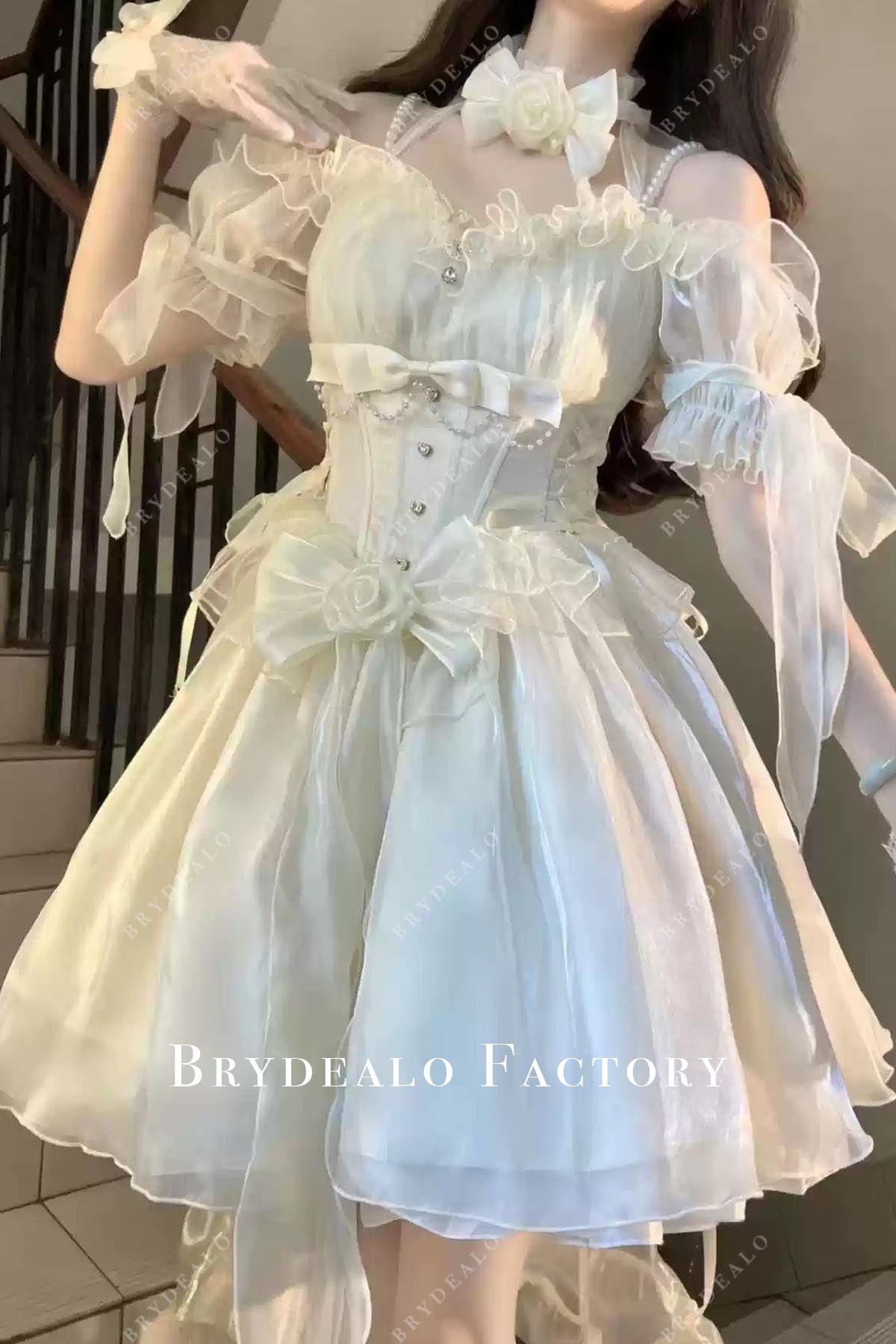 light champagne short puffy lolita dress