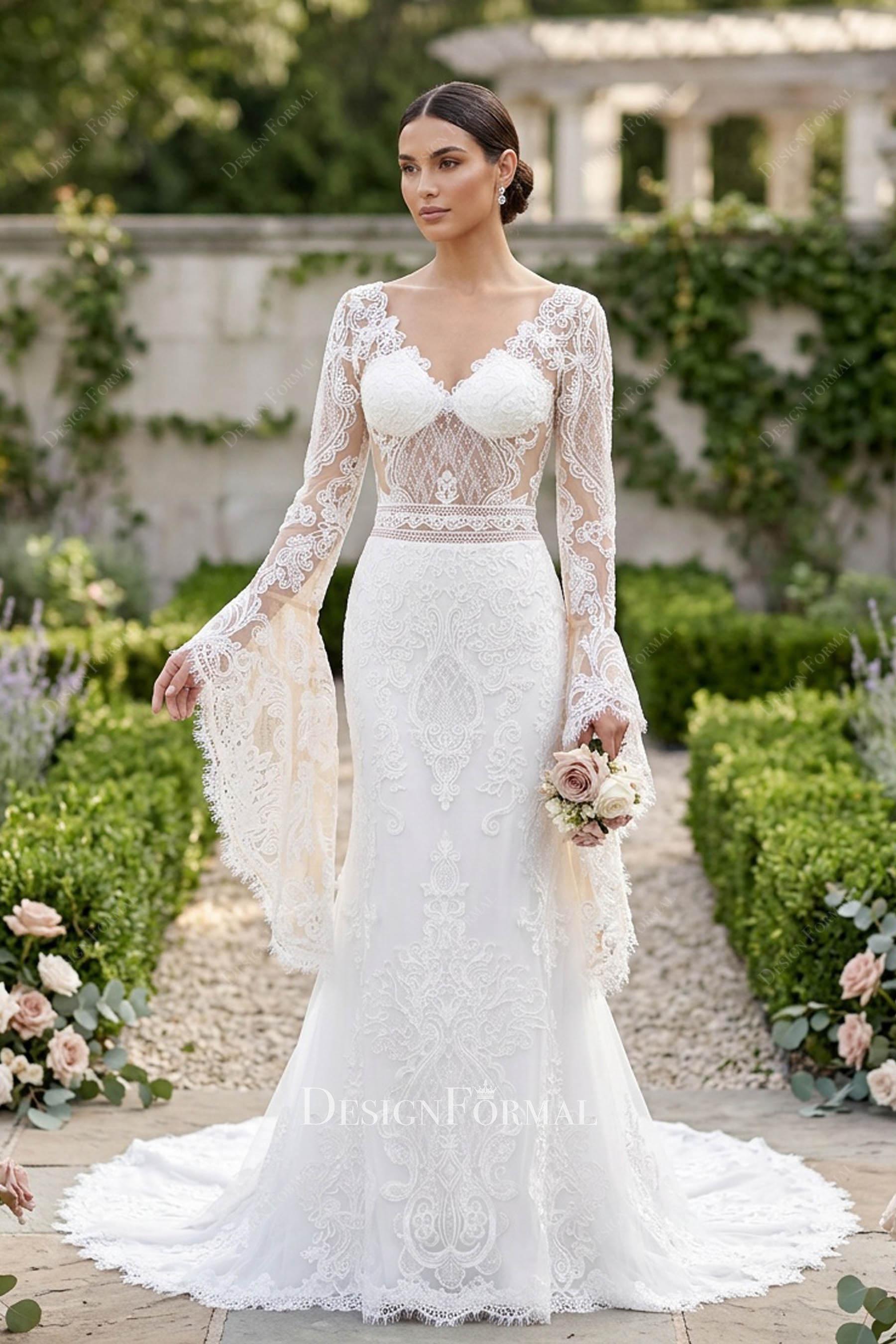 light ivory lace mermaid bridal dress