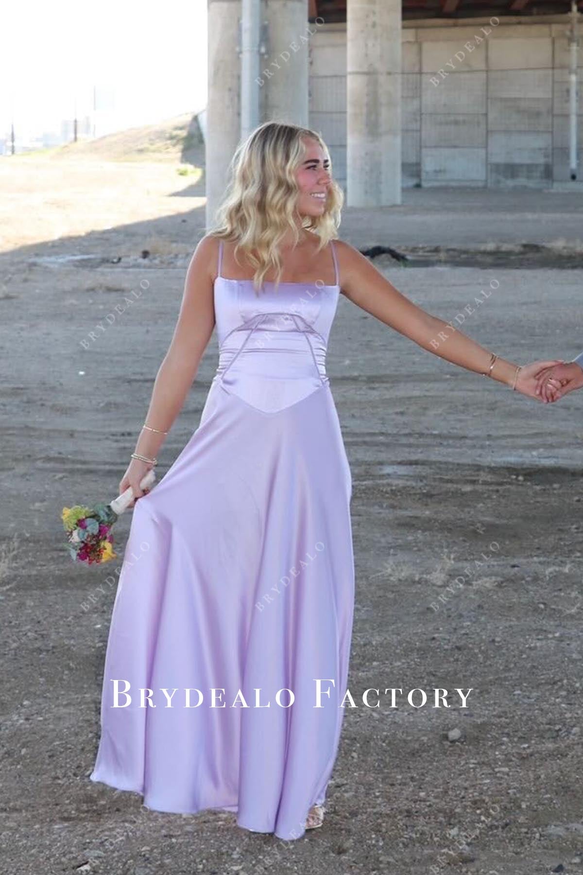 a line lilac dress Spaghetti Straps Lilac Corset A-Line Prom Dress with Rhinestones Lilac / 00