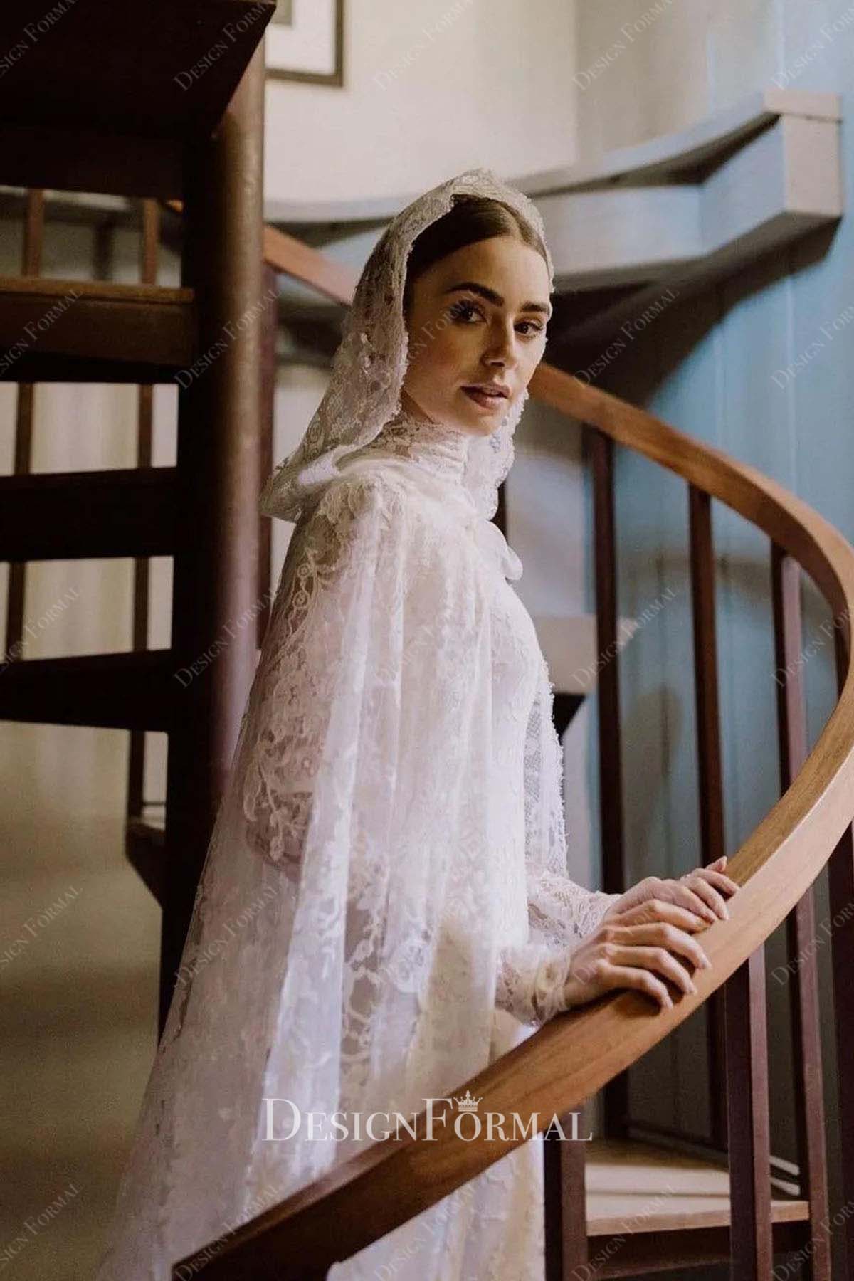 lily collins lace cloak veil cape veil
