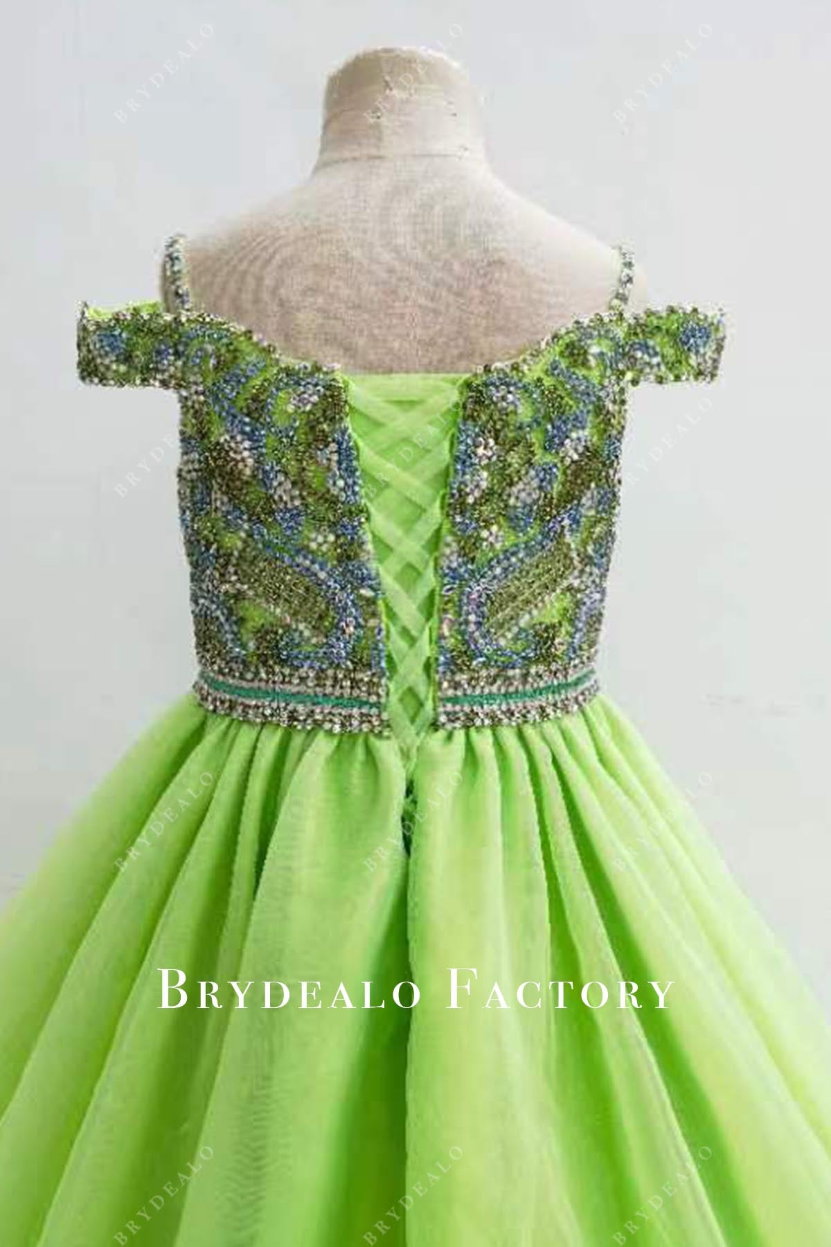 lime green lace up back pageant dress