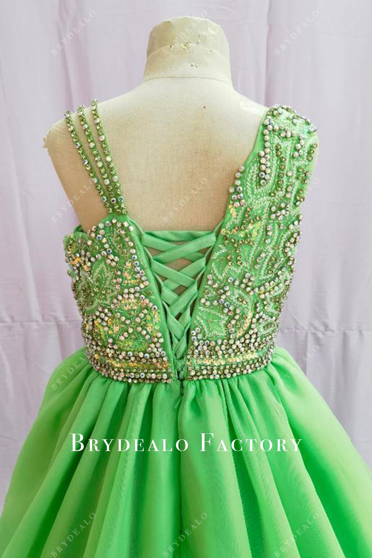 lime green lace up back pageant dress