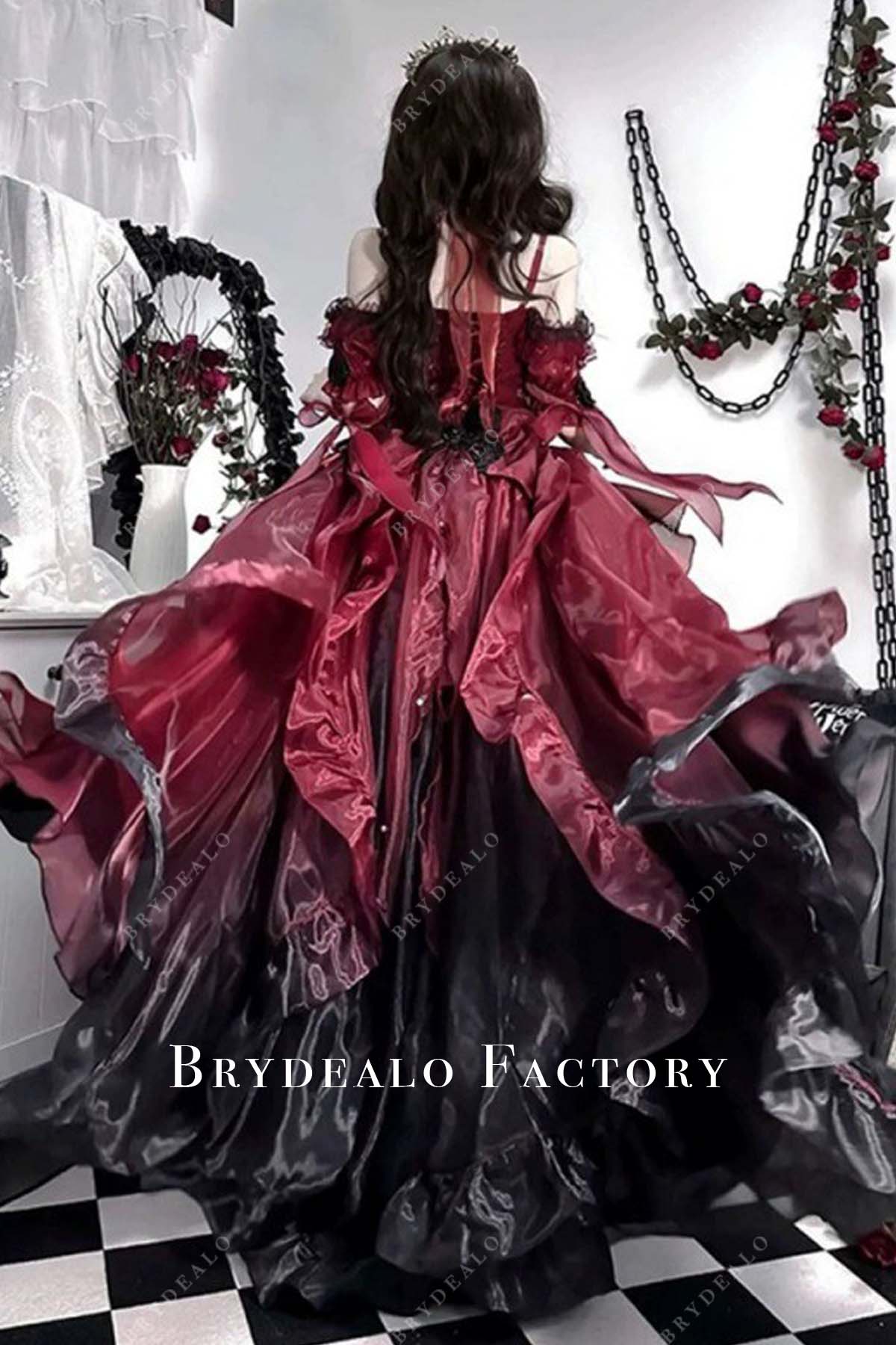 Long A-line Red Black Lolita Dress