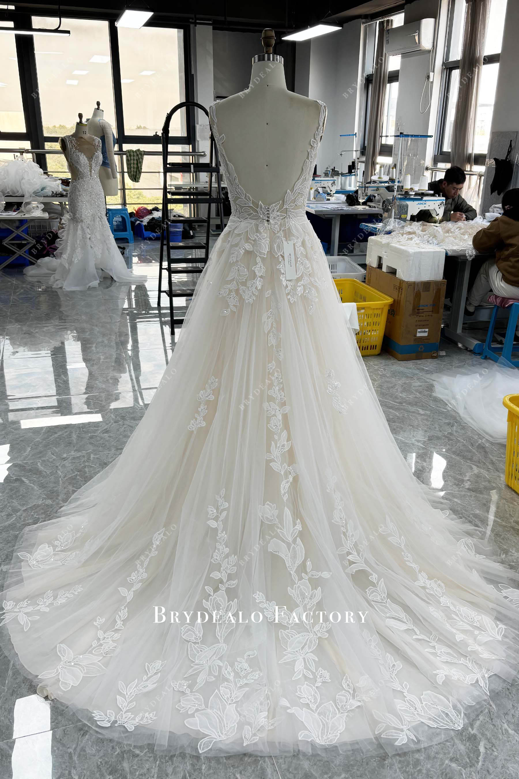 long aline lace wedding dress