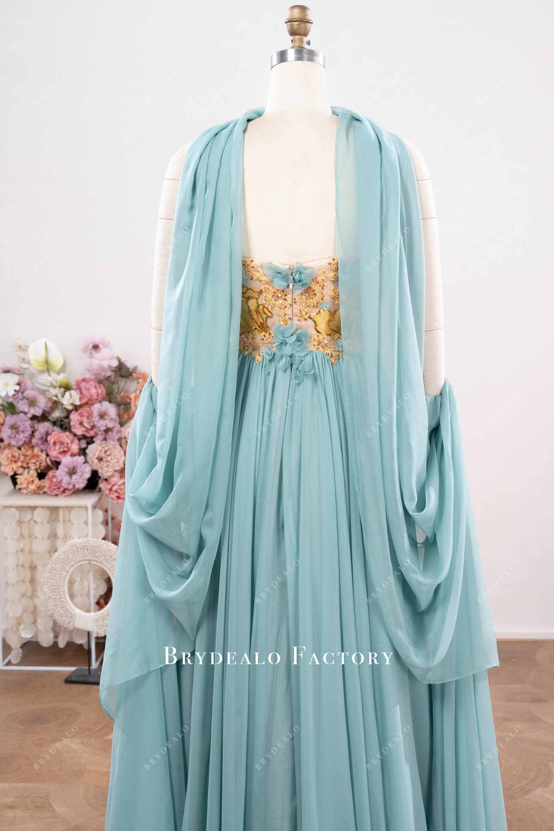 long chiffon shawl formal dress