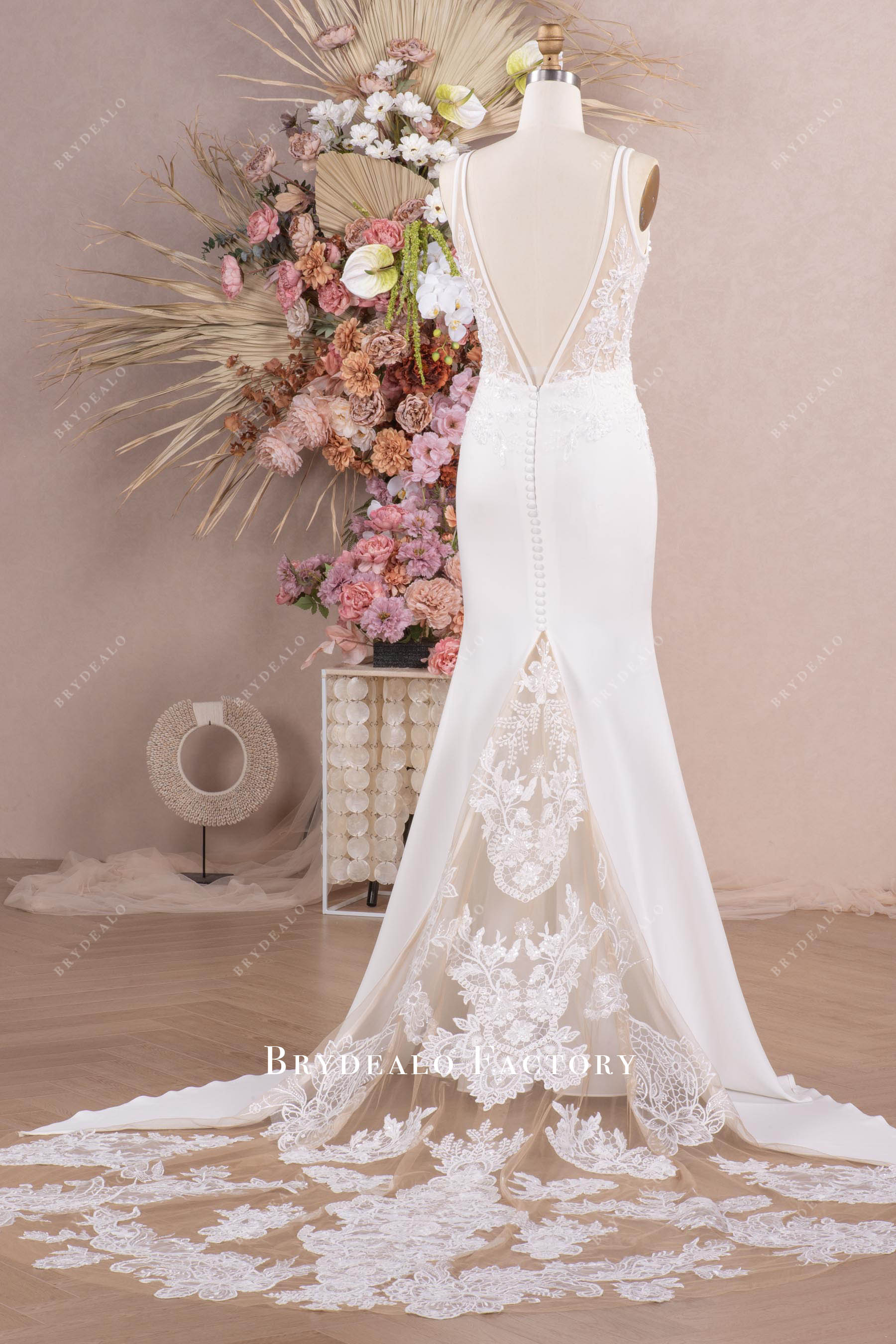 long crepe wedding dress