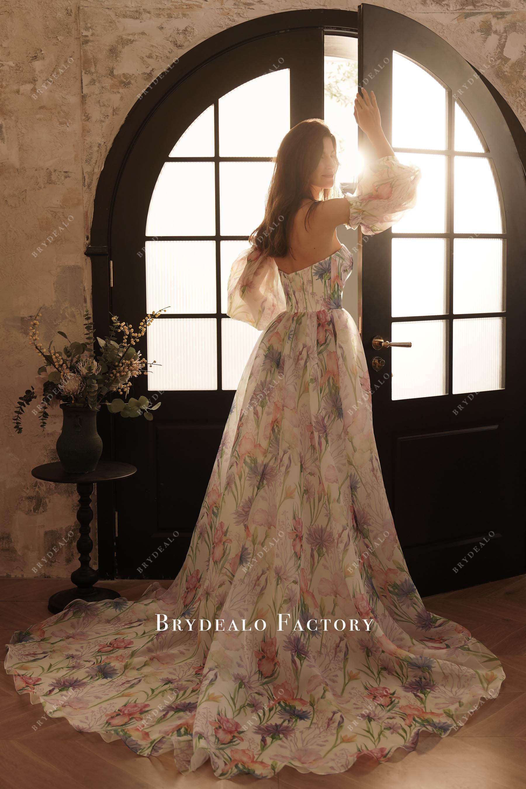 long floral wedding dress