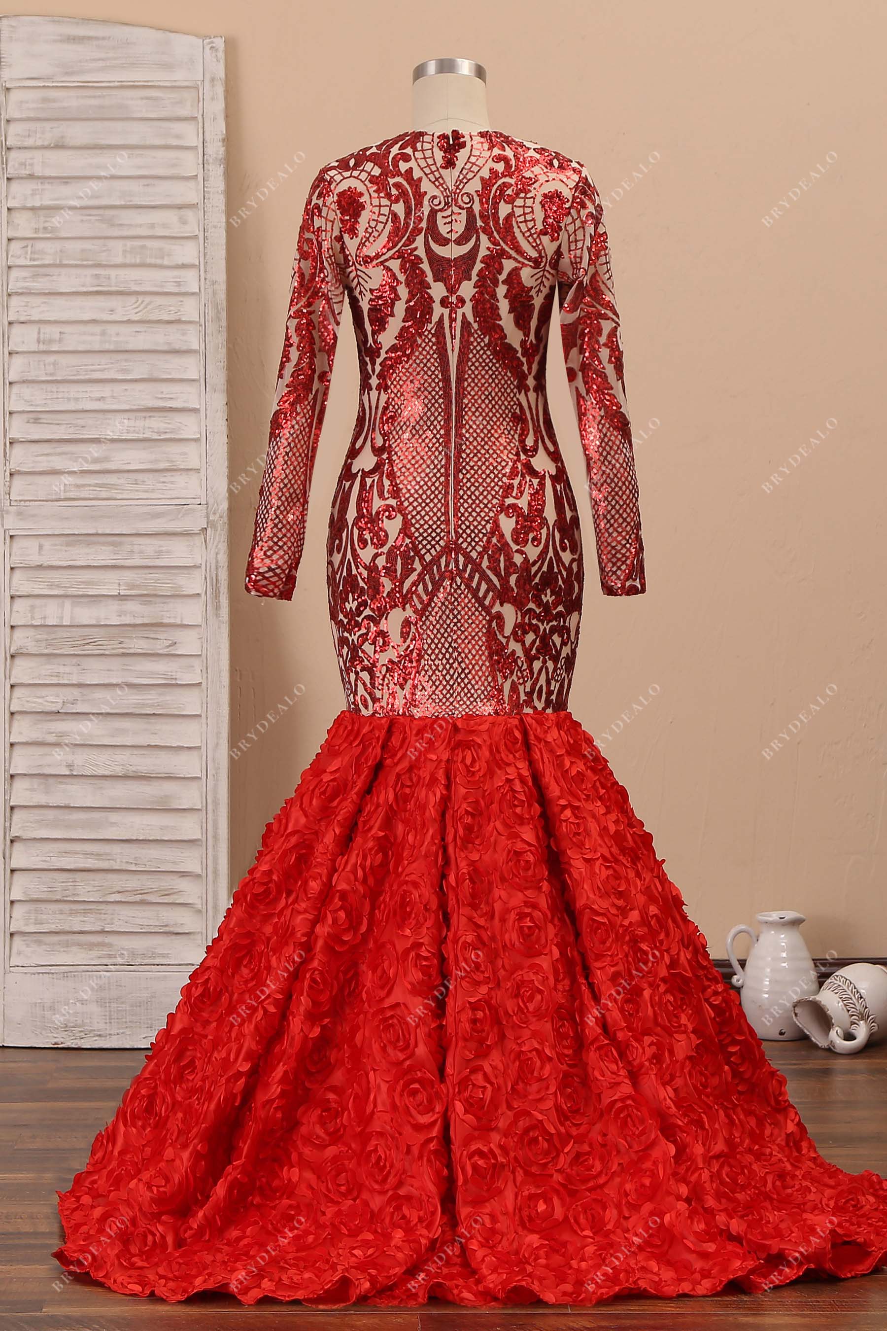 long sleeves prom dress