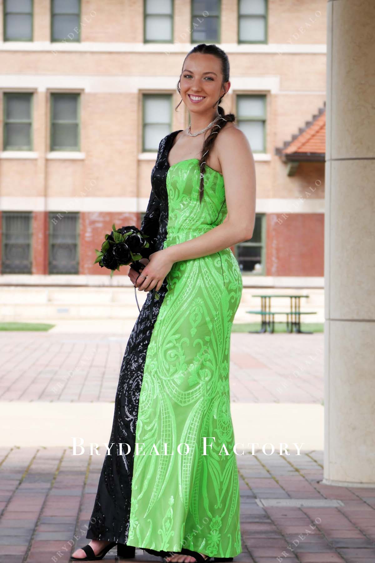 sparkly sequin asymmetrical long formal gown