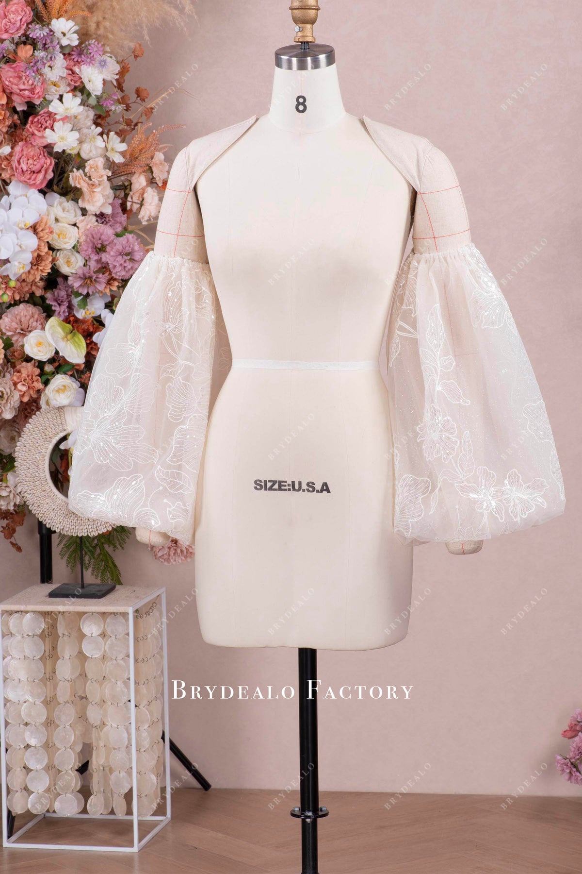 lotus lace bubble bridal dress sleeves