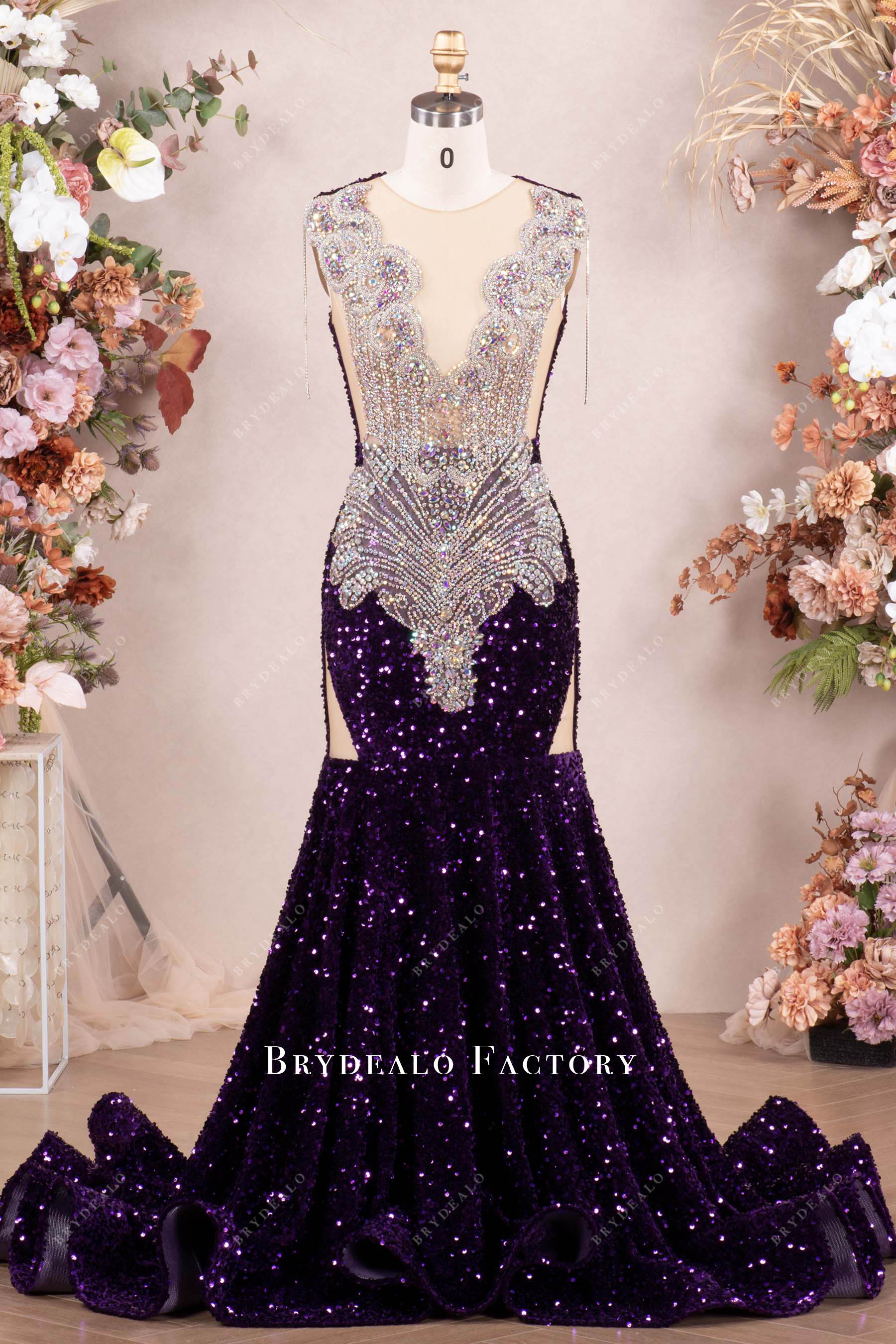 Sparkly Galaxy Rhinestone Grape Purple Sequin Prom Dress Sparkly Galaxy Rhinestone Grape Purple Sequin Prom Dress