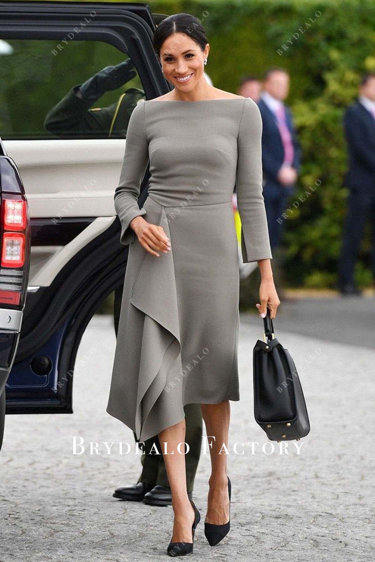 Meghan Markle 2018 Visit Dublin Grey Dress Meghan Markle 2018 Visit Dublin Grey Dress