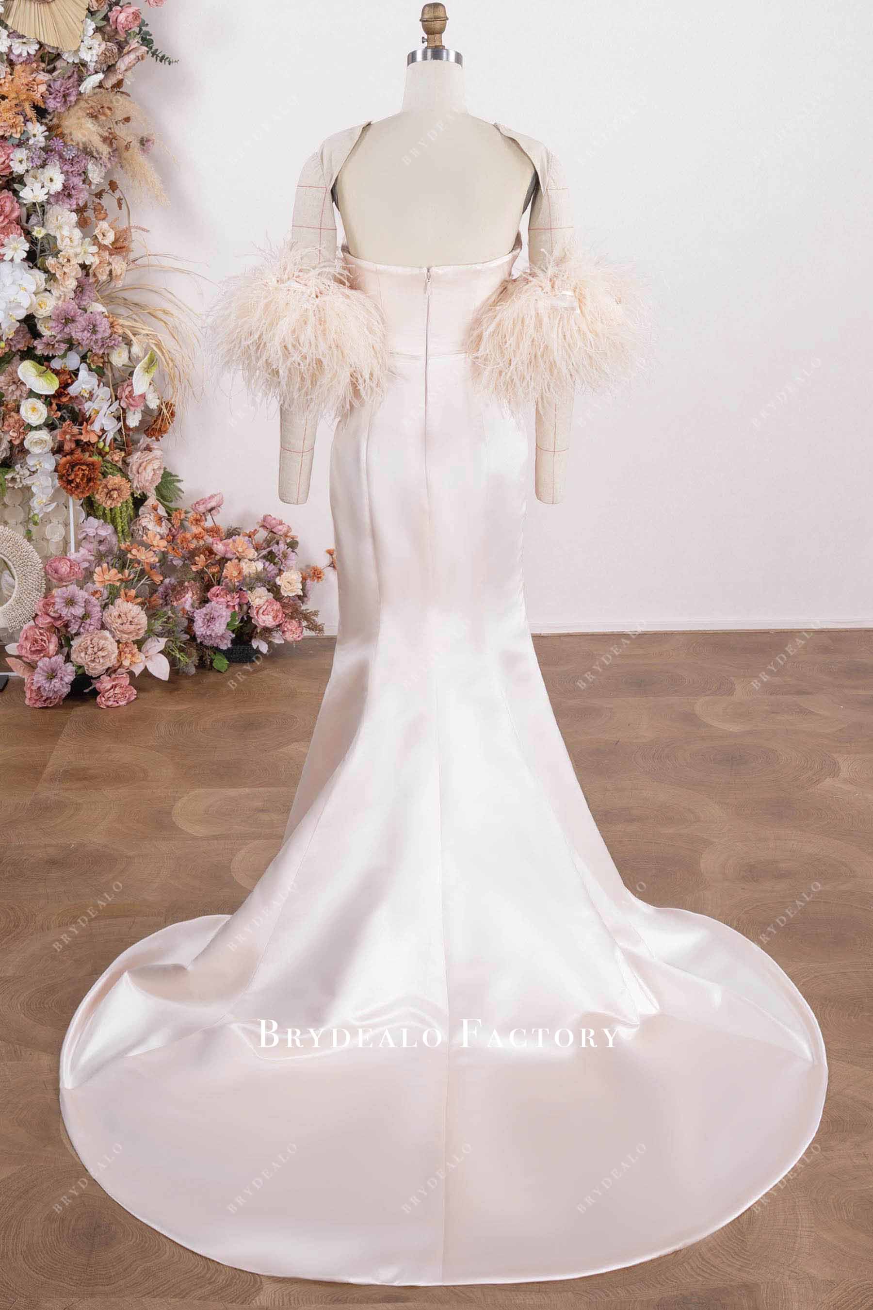 mermaid court train satin prom dress