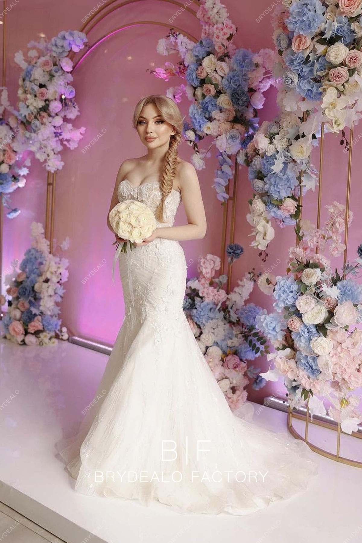 Light Champagne Strapless Designer Lace Mermaid Fairy Wedding Dress Light Champagne Strapless Designer Lace Mermaid Fairy Wedding Dress