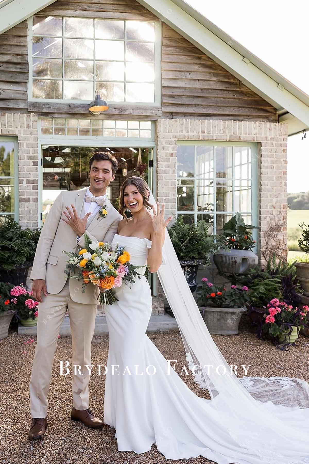 mermaid long train wedding dress