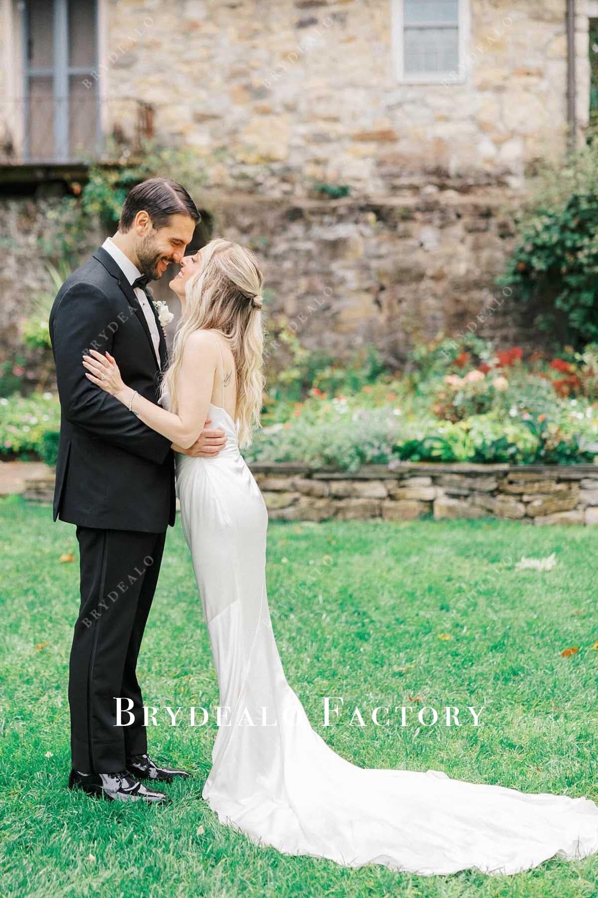 mermaid long train wedding dress