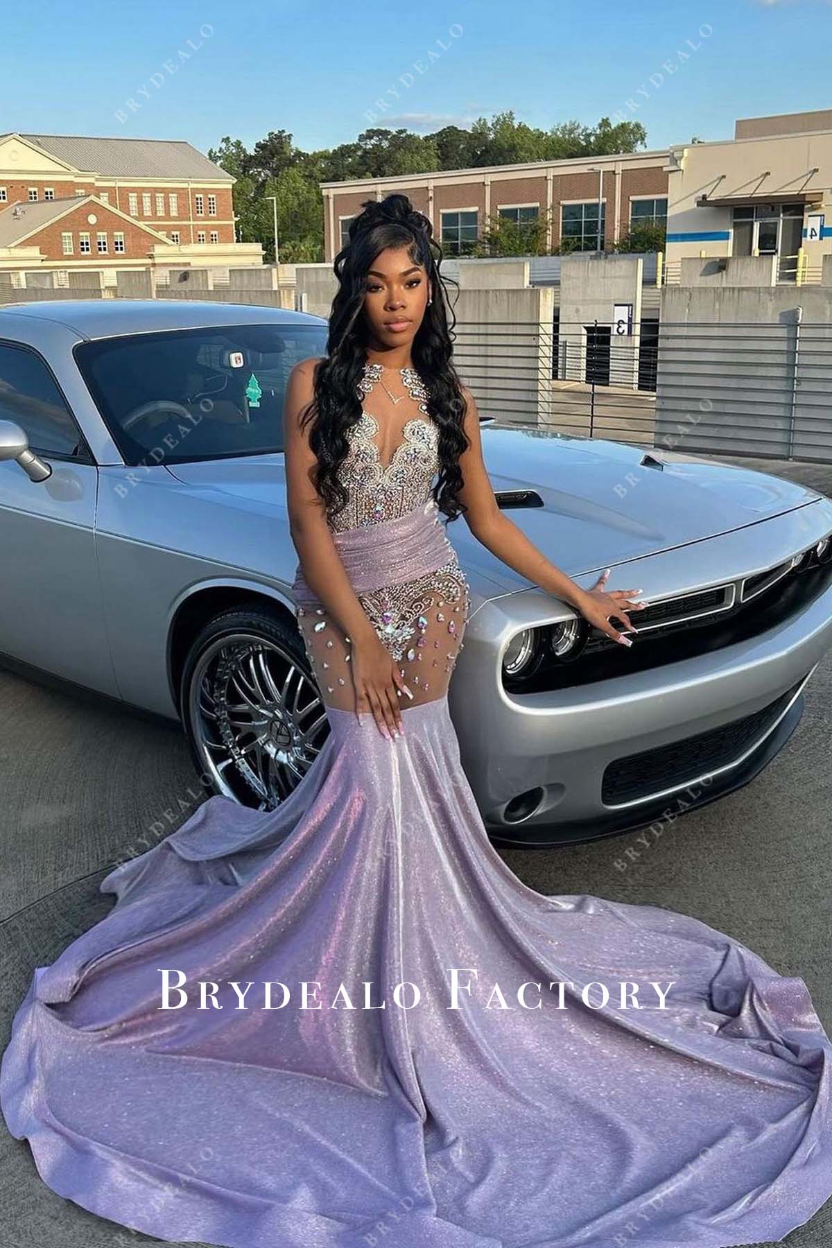 Ombre Purple Shimmer Mermaid Rhinestones Sleeveless Prom Dress Ombre Purple Shimmer Mermaid Rhinestones Sleeveless Prom Dress