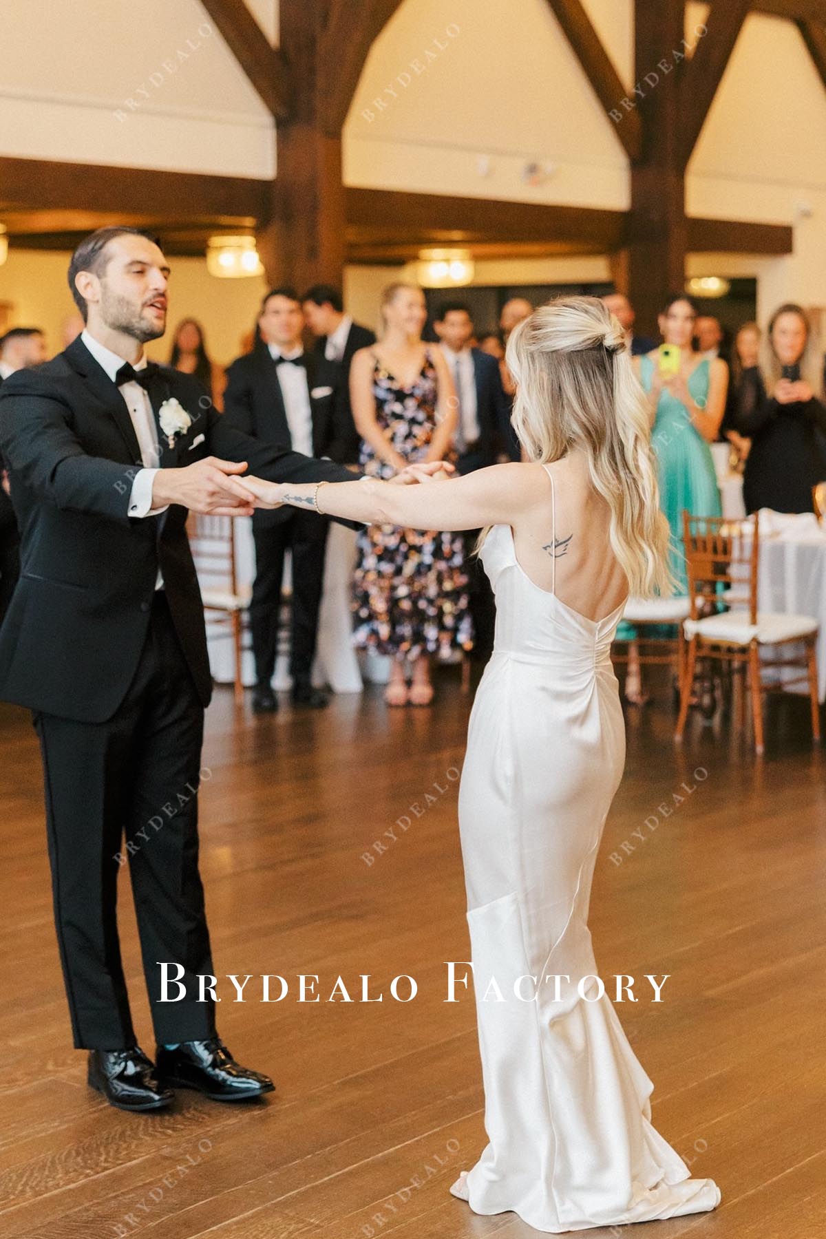 mermaid spaghetti straps wedding dress
