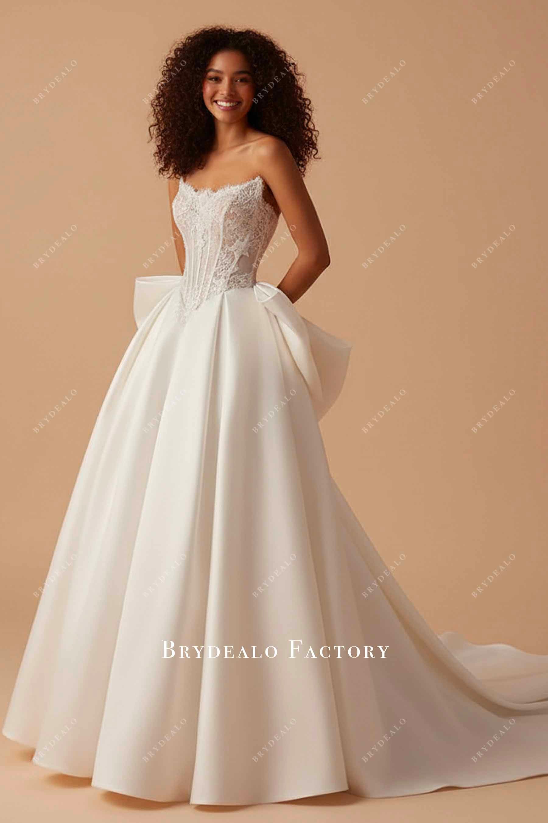 Lace Strapless Scalloped Neck Mikado Wedding Ballgown Lace Strapless Scalloped Neck Mikado Wedding Ballgown