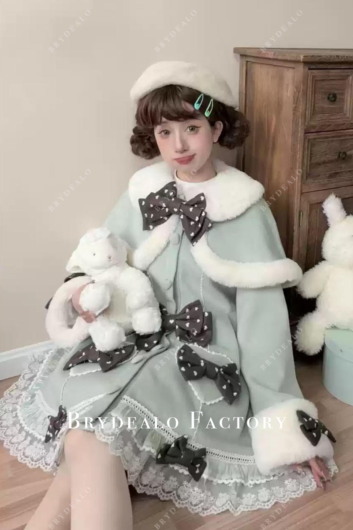 mint a line with cape lolita dress
