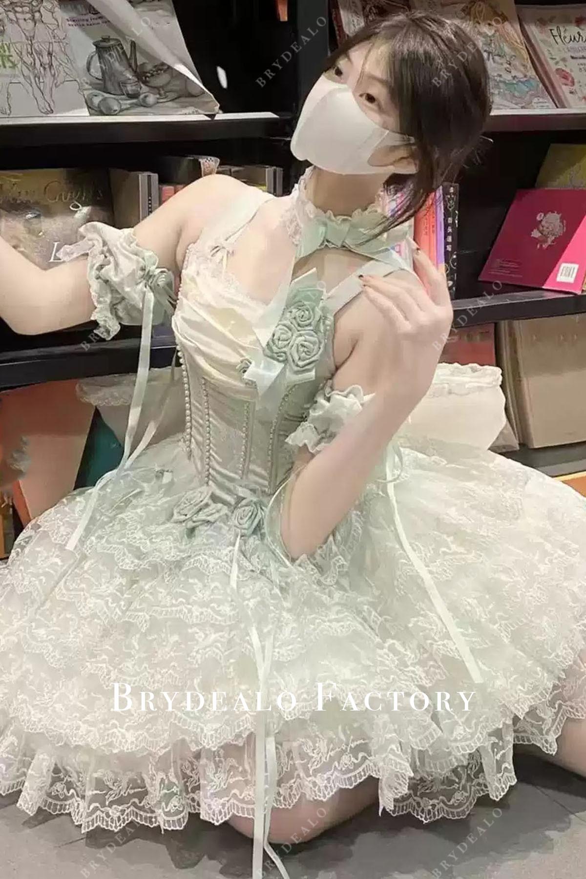 mint lace wide straps a lien lolita dress