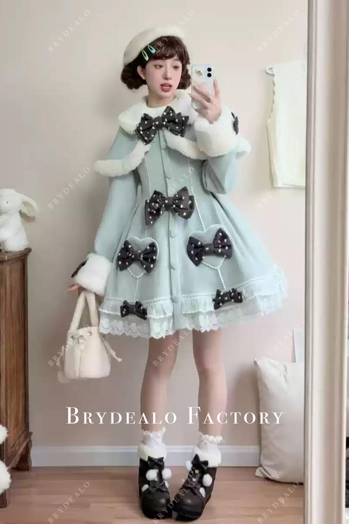 mint long sleeves a line lolita dress