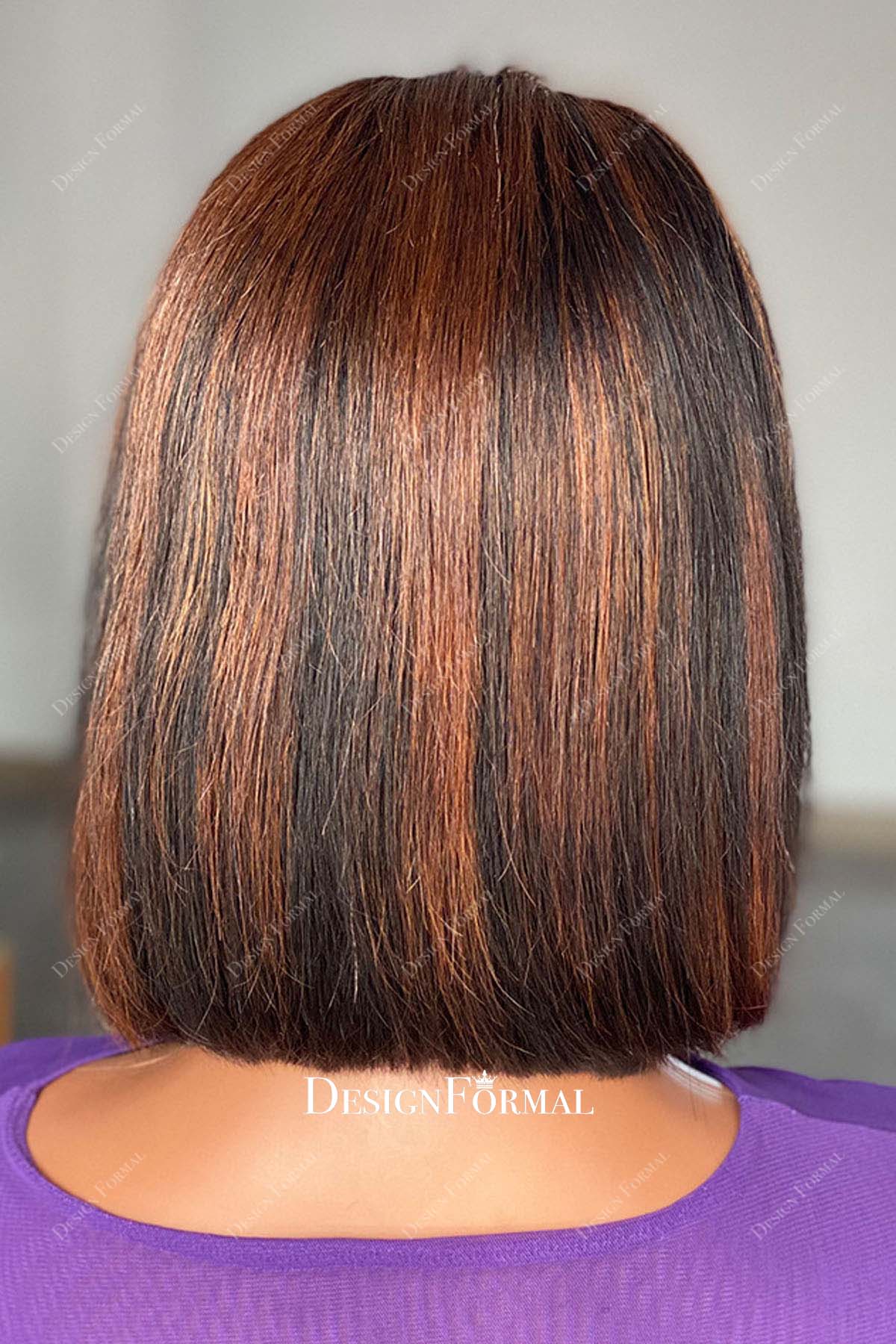 mixed brown black short wig