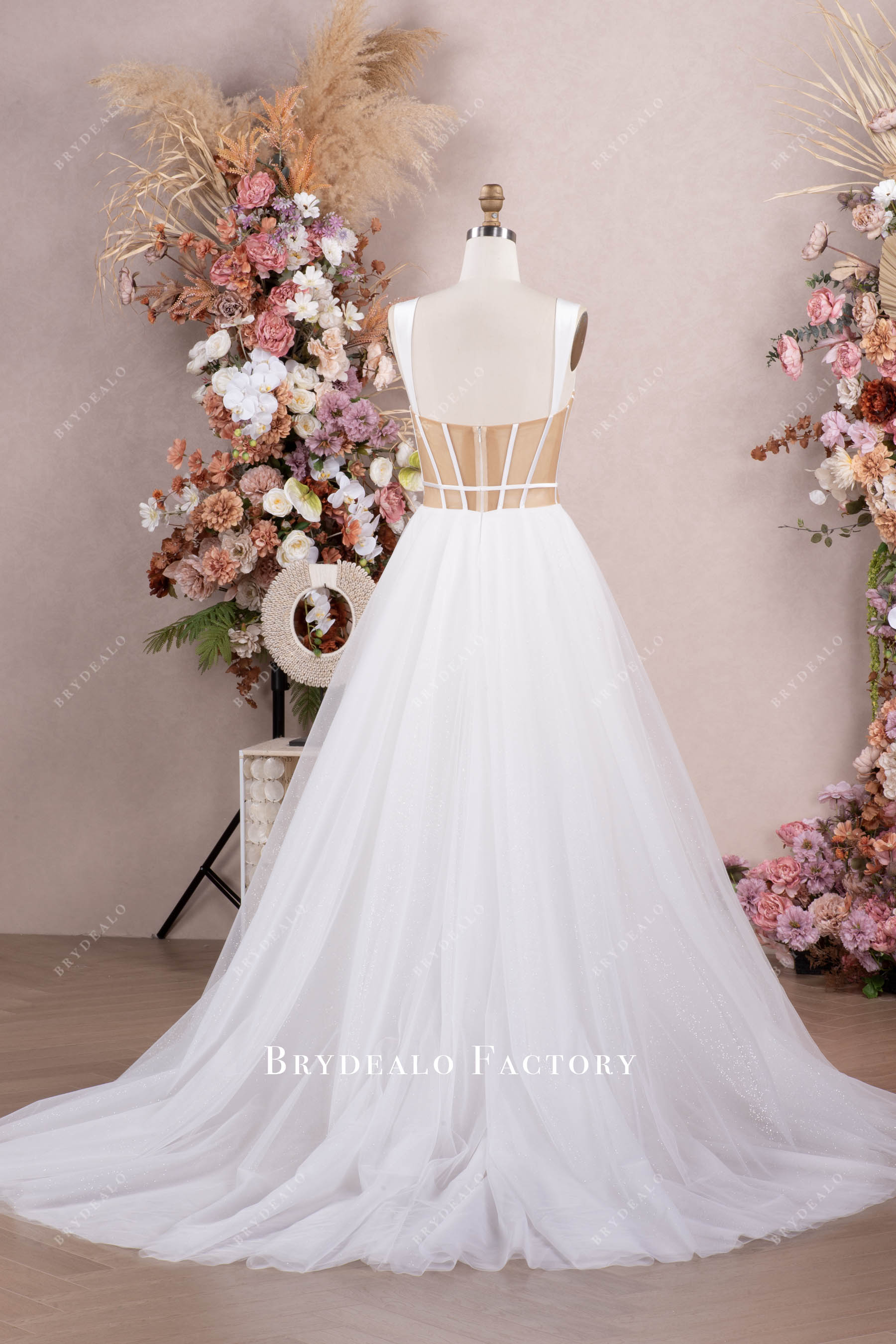 modern corset long wedding gown