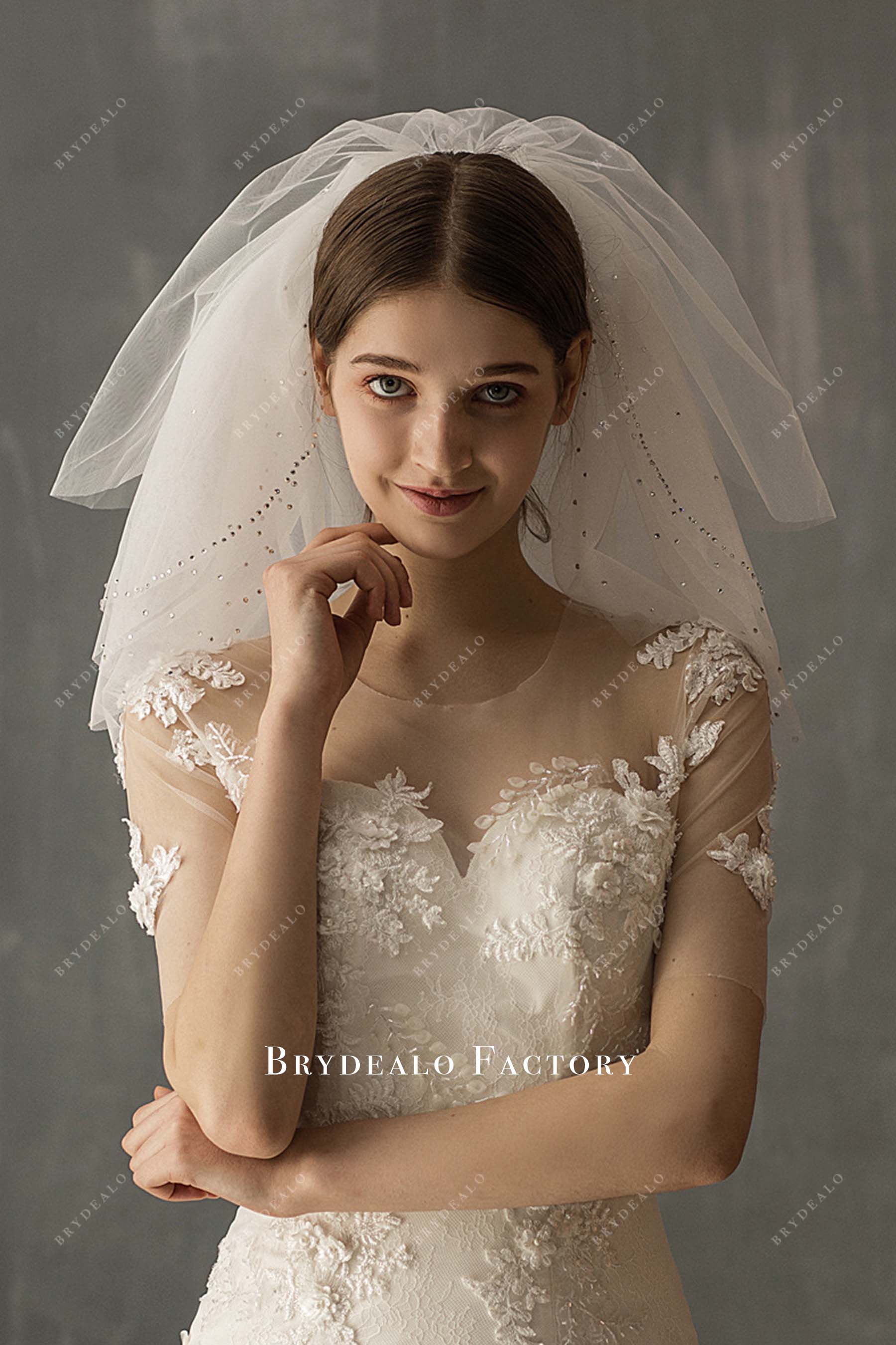 multi layered short bridal veil