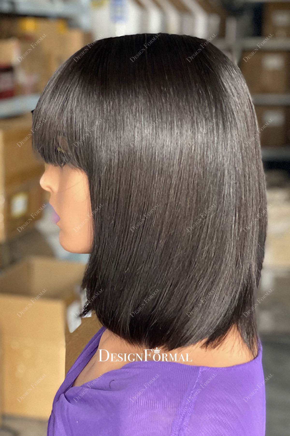 natural black straight bob wig