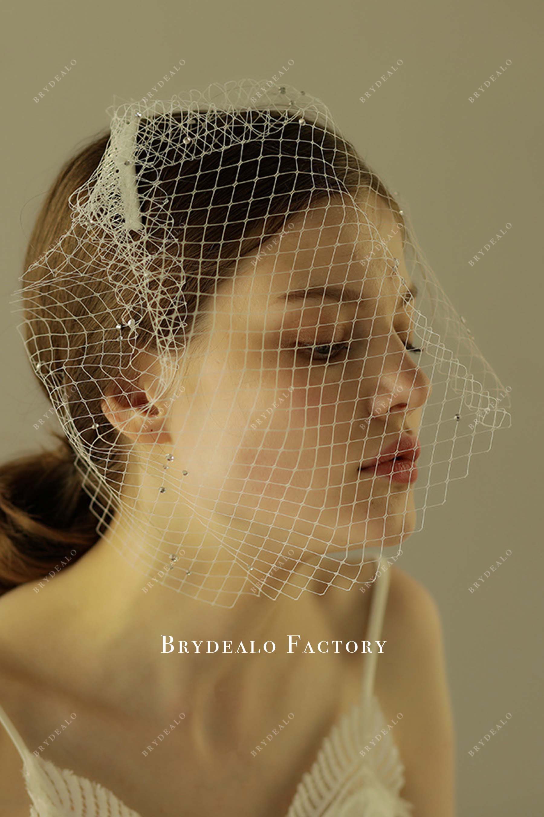 net with comb birdcage bridal veil