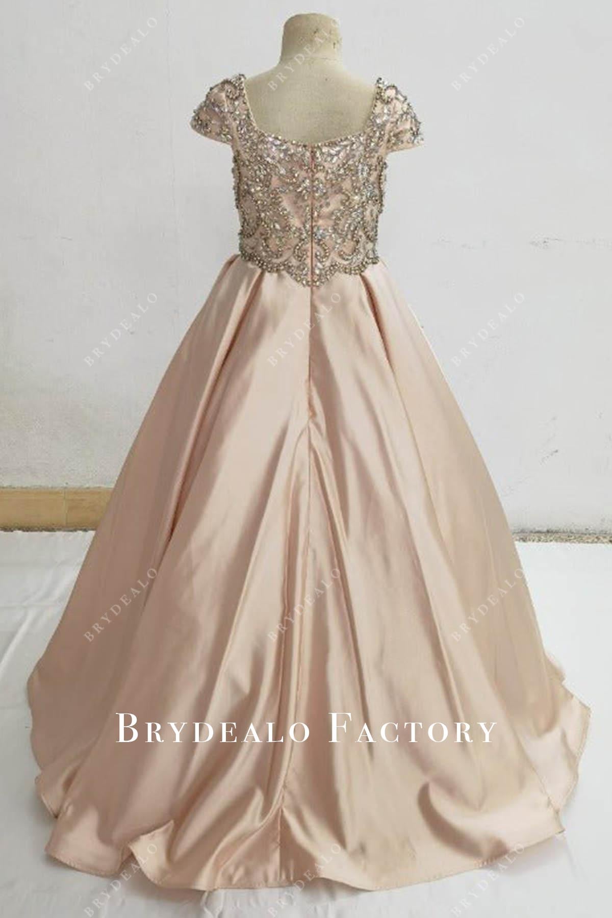 nude beige a line pageant dress