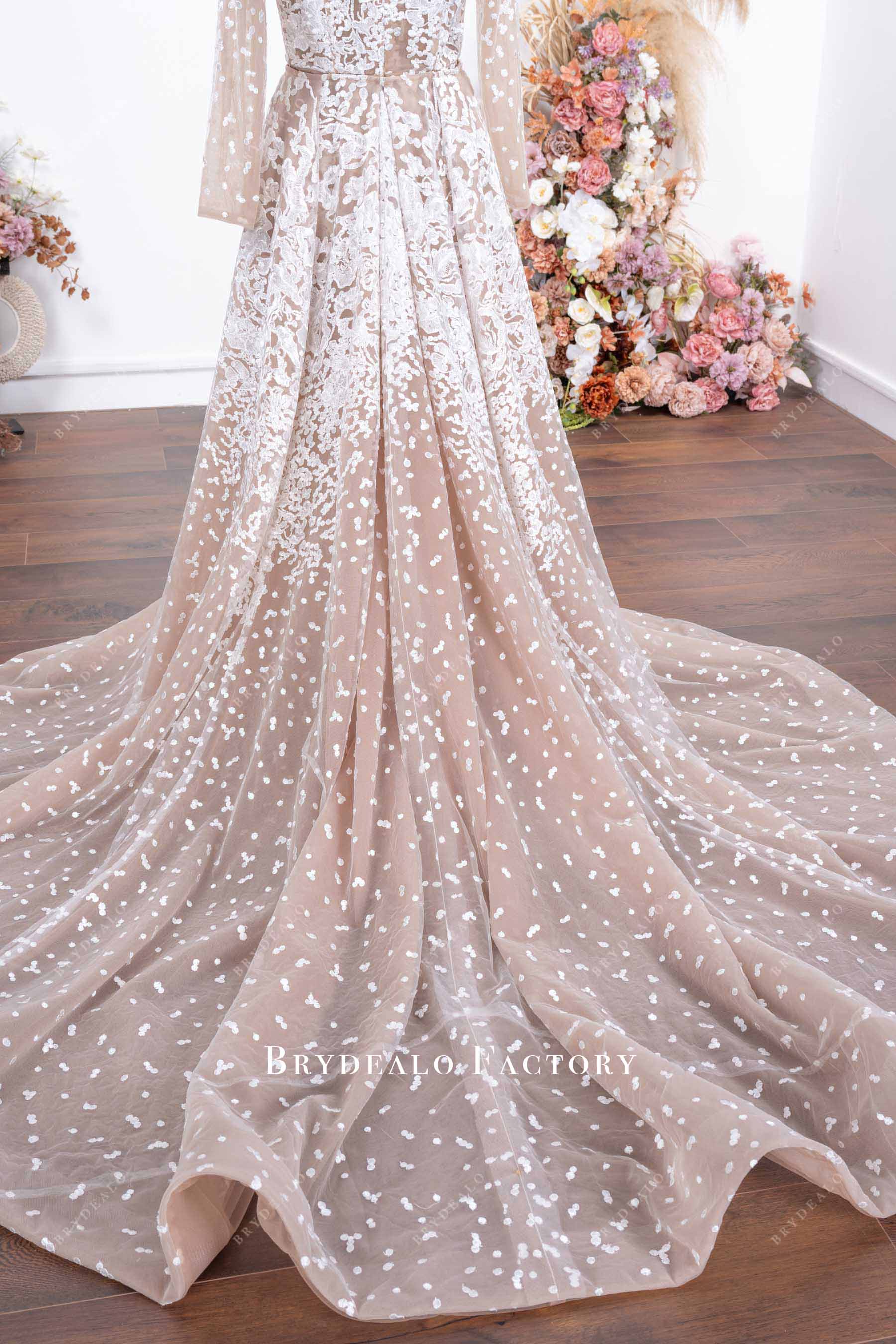 nude overskirt lace wedding dress