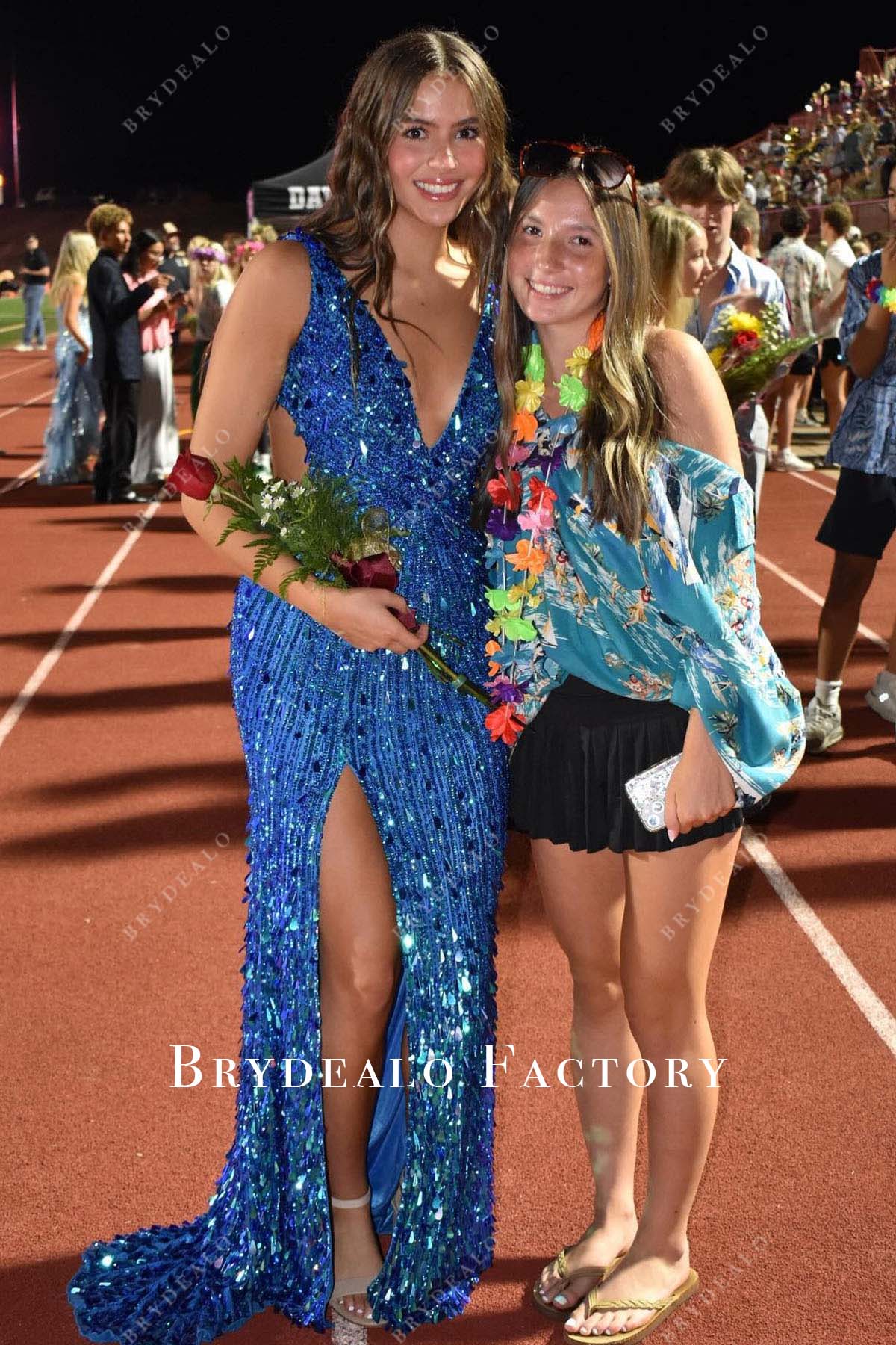 Ocean Blue Sequined Plunging Neck Homecoming Prom Dress Ocean Blue Sequined Plunging Neck Homecoming Prom Dress