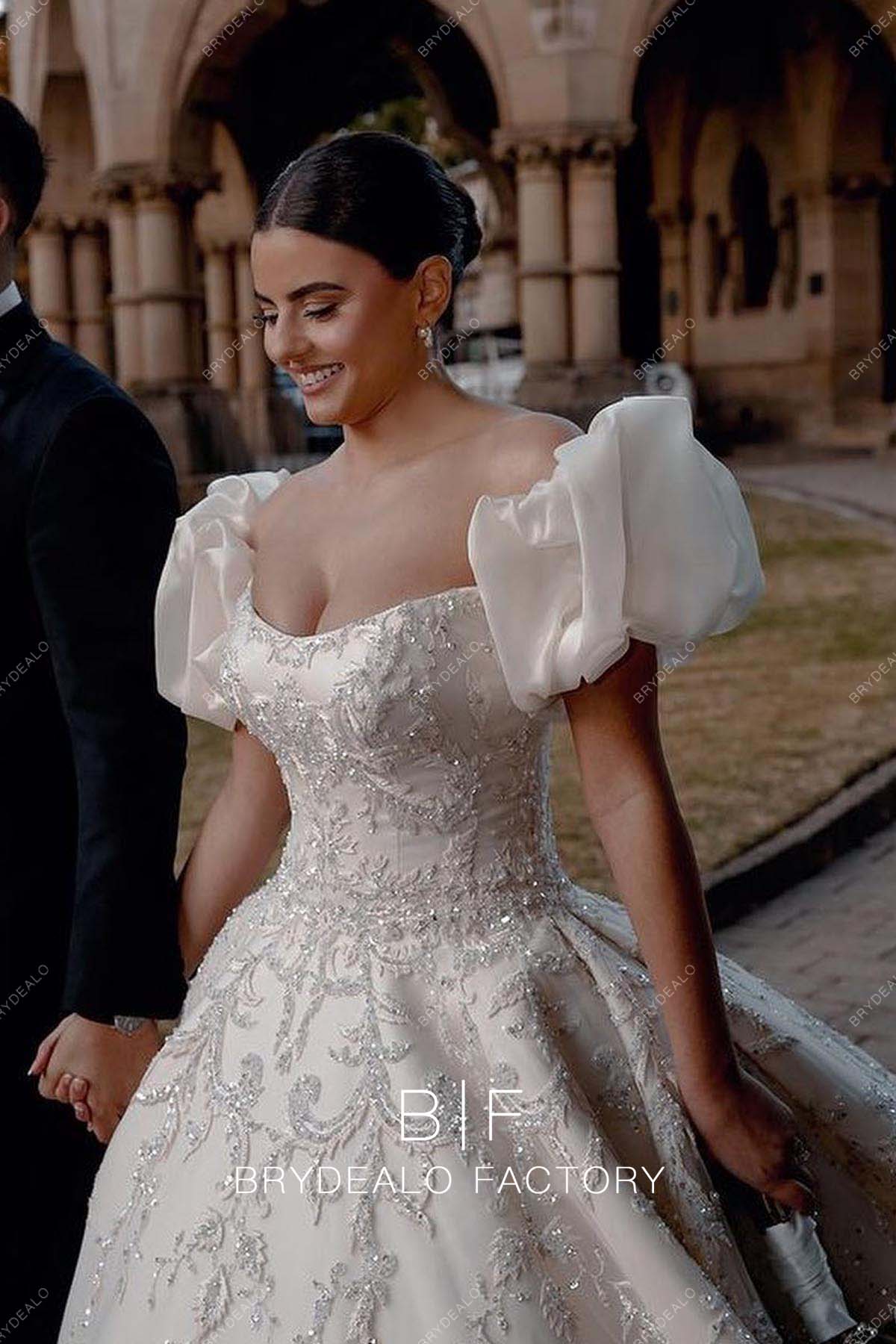 Luxury Beaded Lace Scoop Neck Church Baroque Ivory Wedding Ball Gown, Ivory Luxury Beaded Lace Scoop Neck Church Baroque Ivory Wedding Ball Gown, Ivory