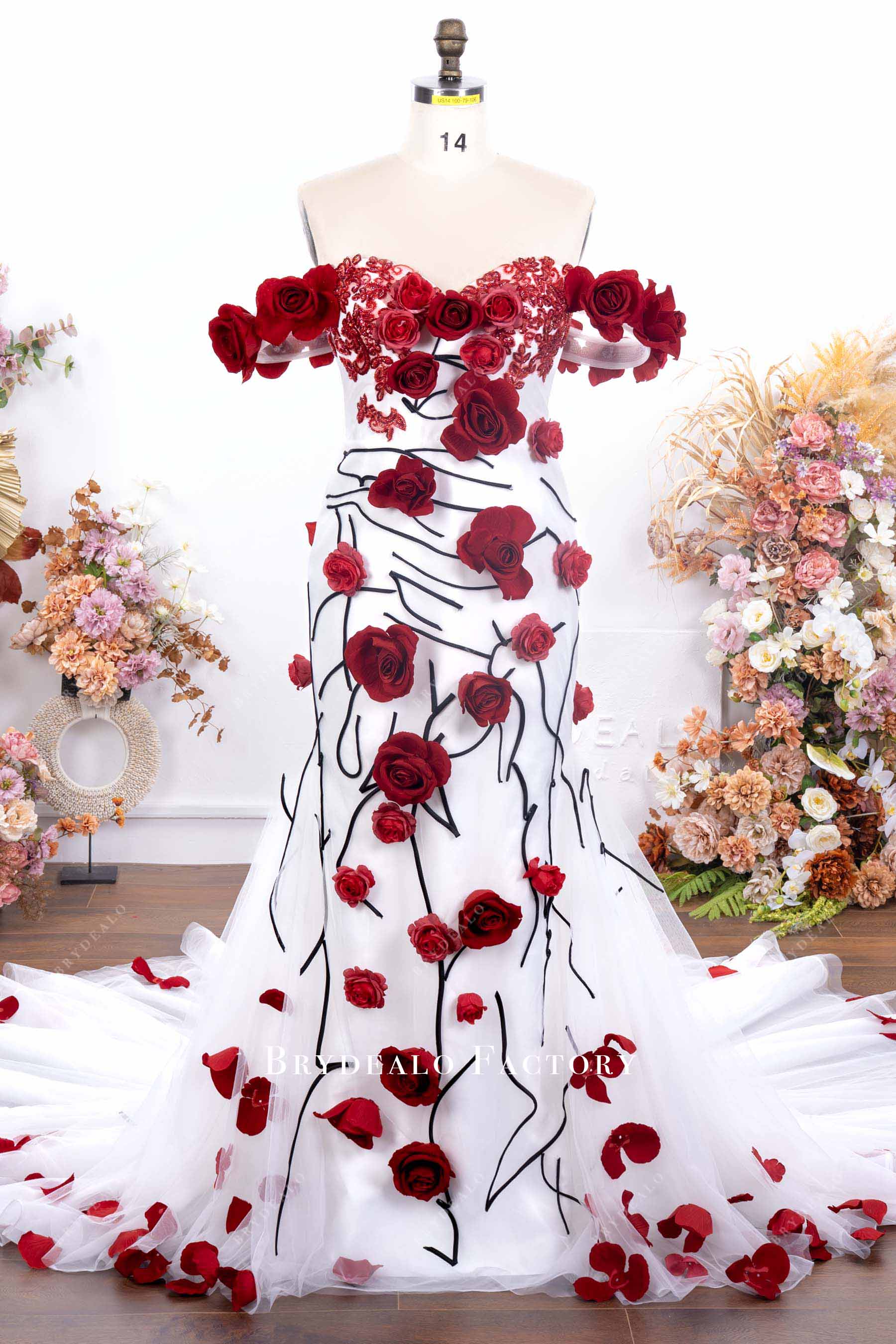 off shoulder mermaid wedding dress